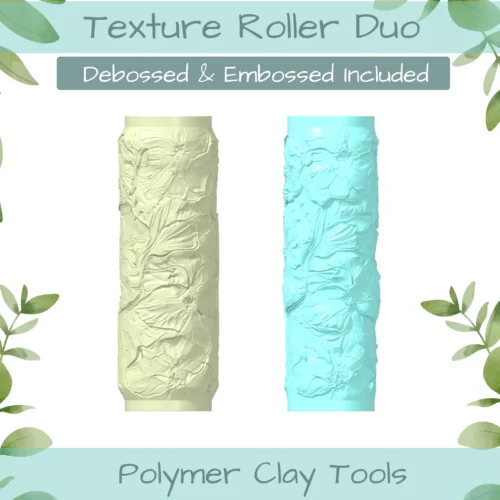 Floral No. 1 Polymer Clay Texture Roller Duo - Image 1