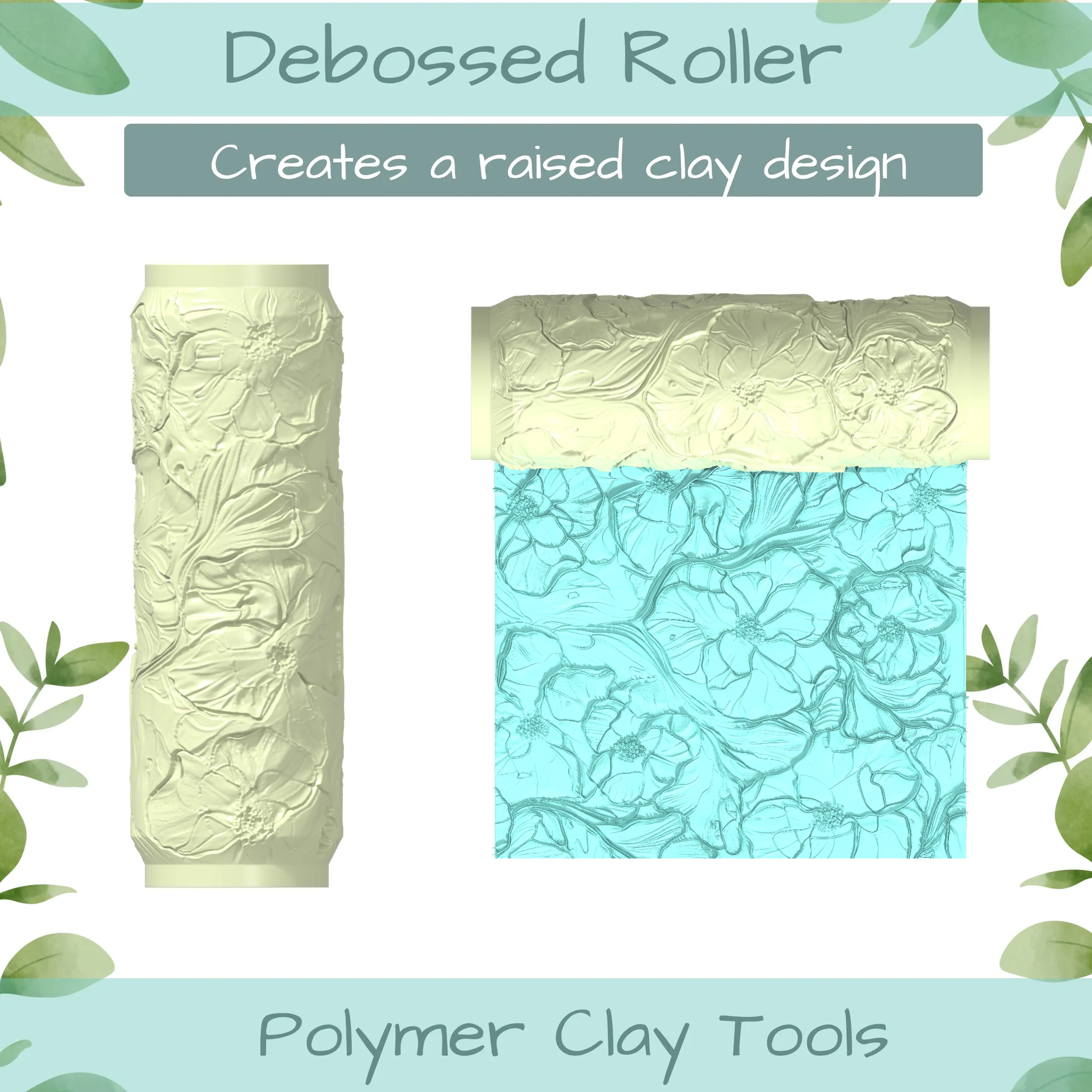 Floral No. 1 Polymer Clay Texture Roller Duo