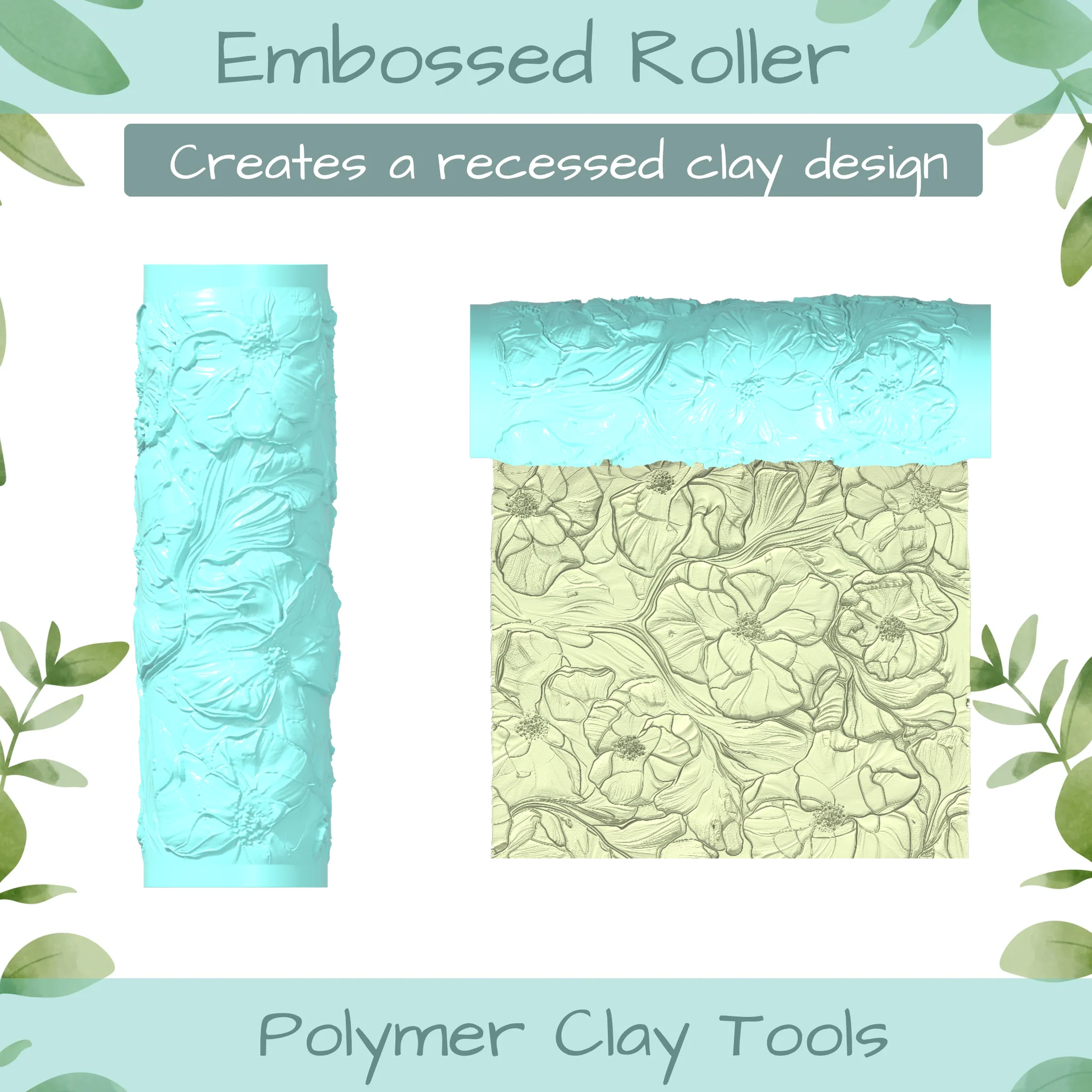 Floral No. 1 Polymer Clay Texture Roller Duo