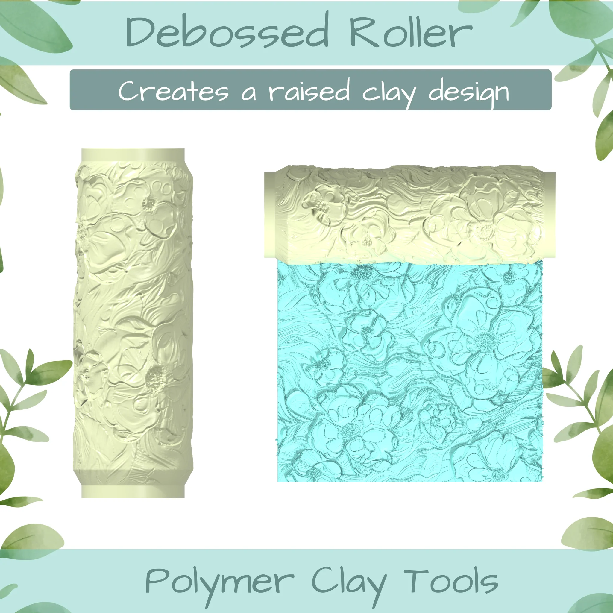 Floral No. 2 Polymer Clay Texture Roller Duo