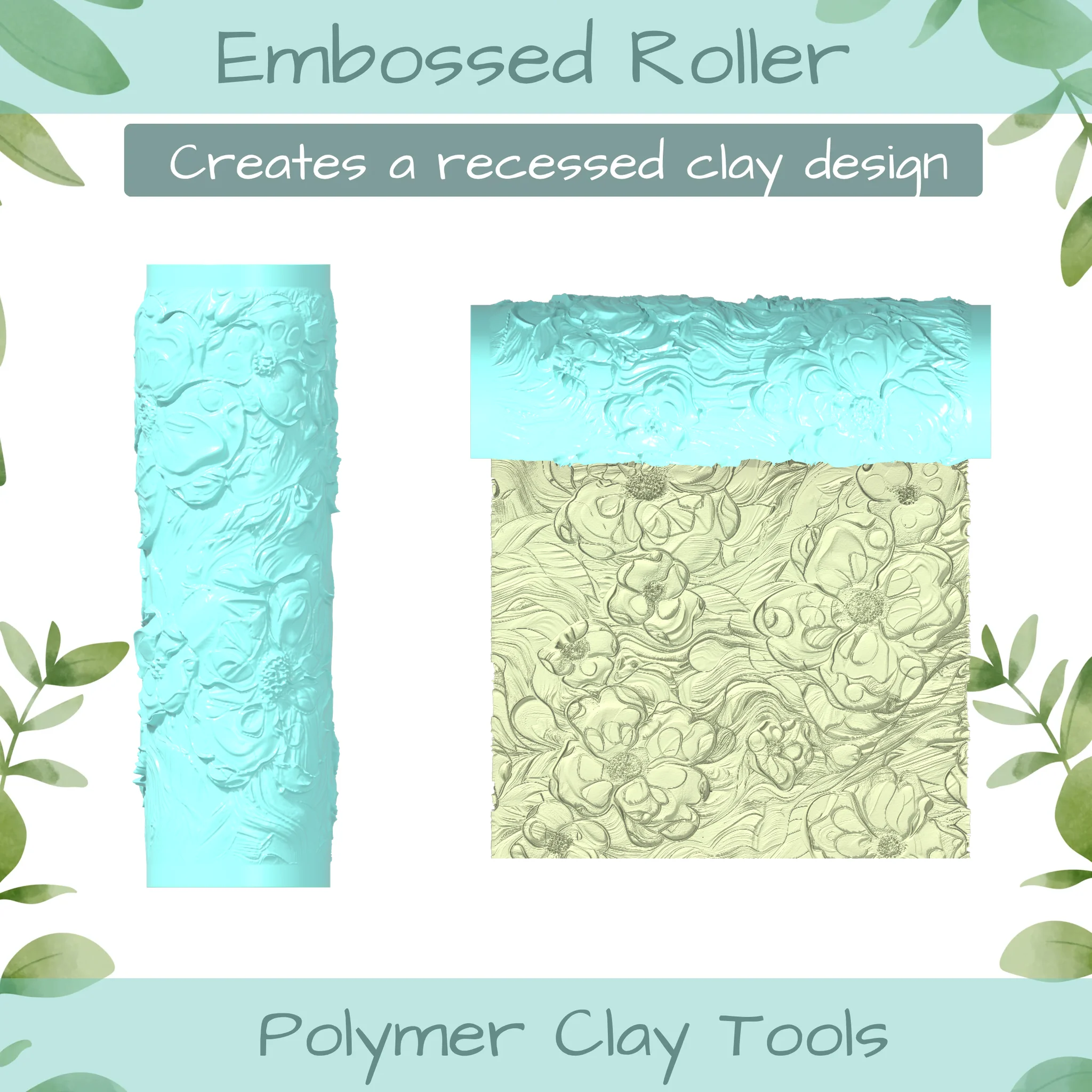 Floral No. 2 Polymer Clay Texture Roller Duo