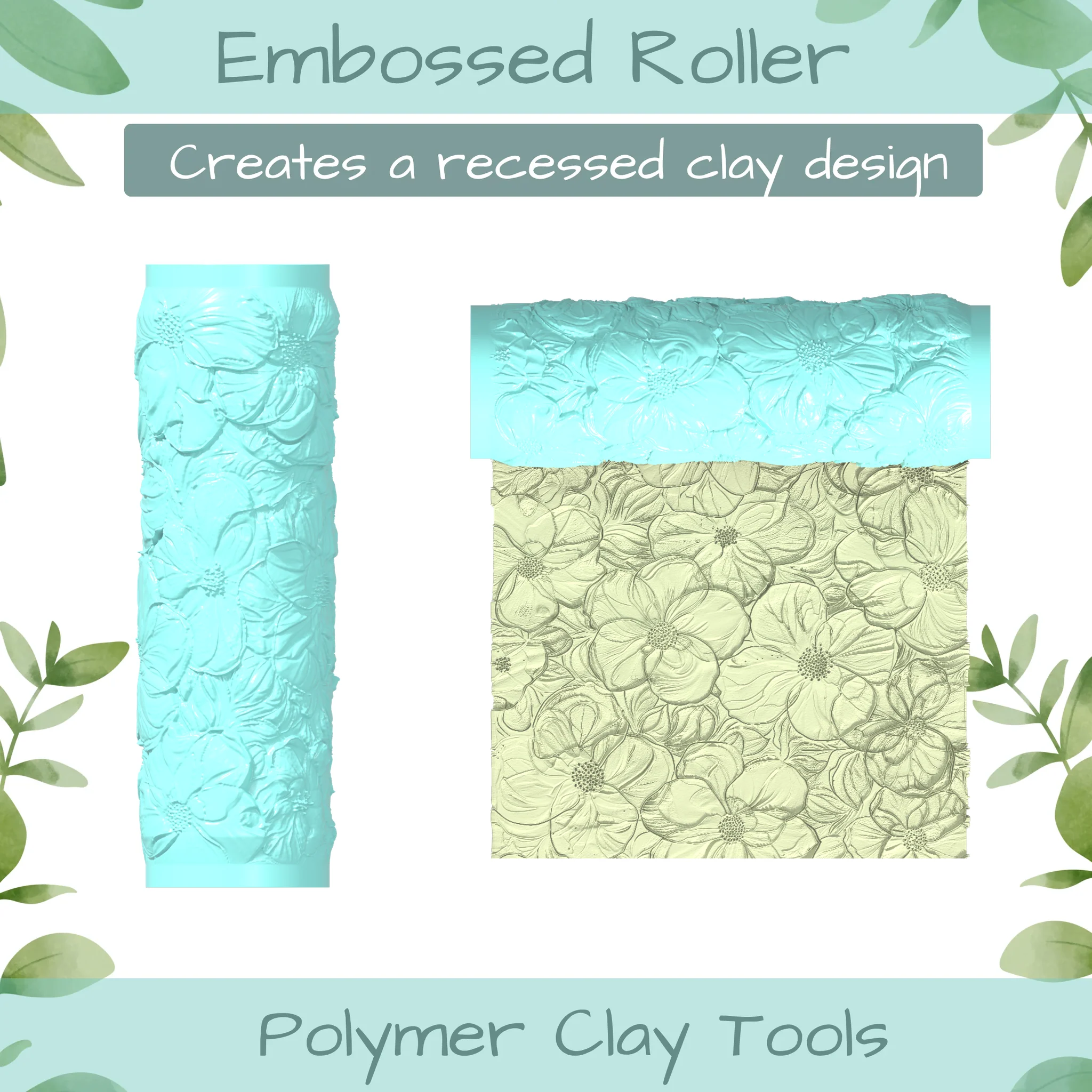 Floral No. 3 Polymer Clay Texture Roller Duo