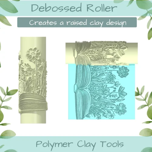 Floral Book No. 1 Polymer Clay Texture Roller Duo - Image 2