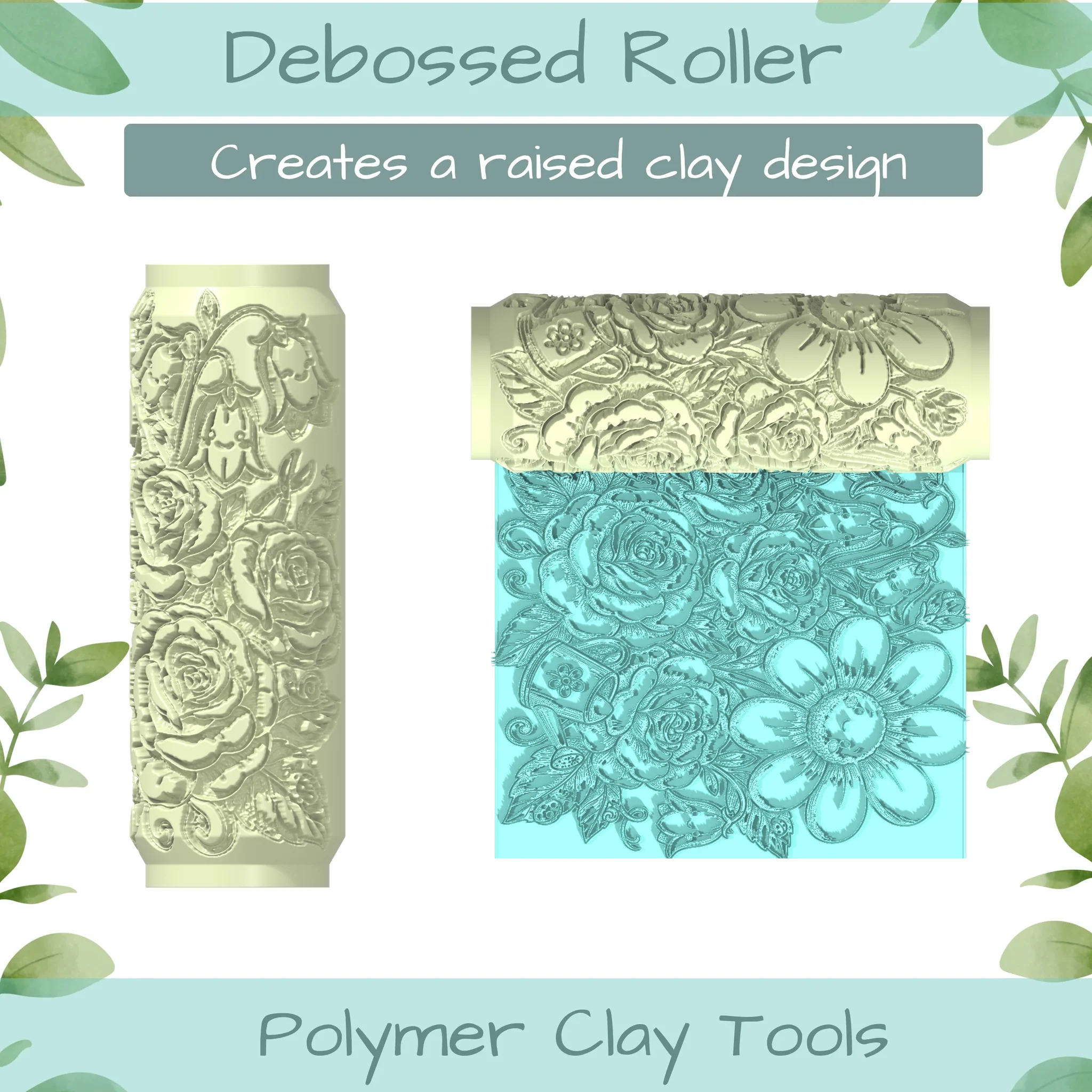 Flowers No. 26 Polymer Clay Texture Roller Duo