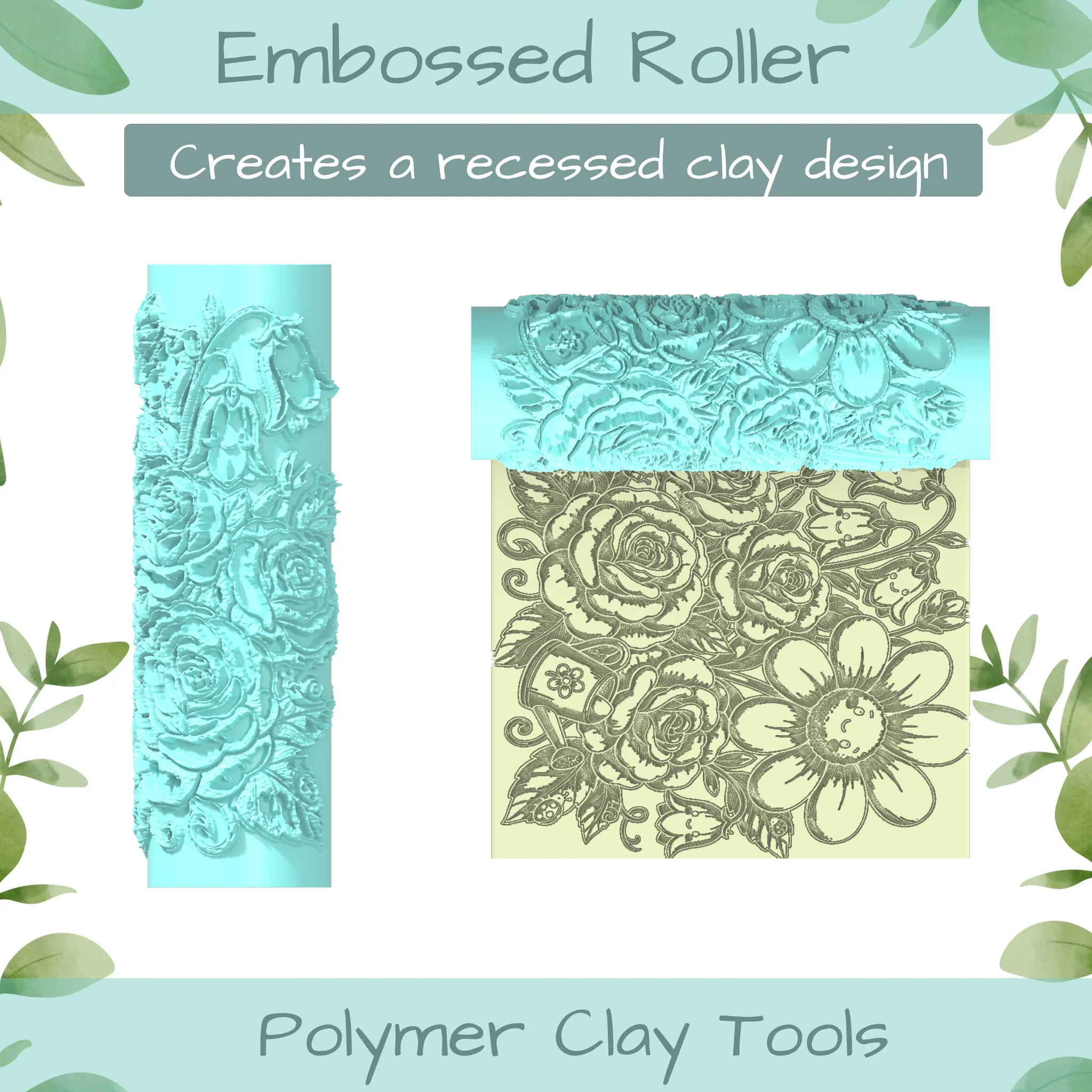 Flowers No. 26 Polymer Clay Texture Roller Duo
