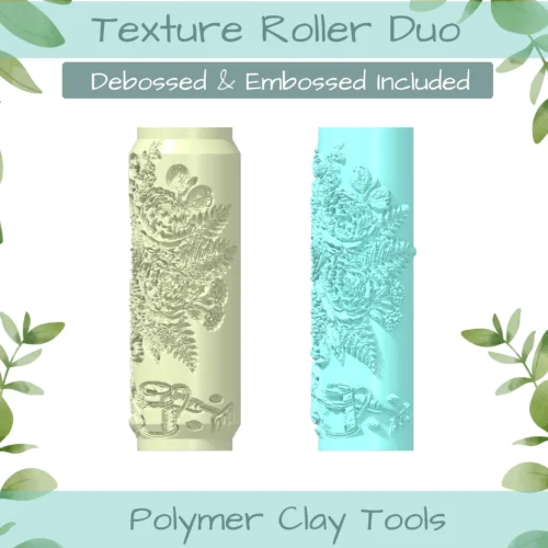 Flowers No. 28 Polymer Clay Texture Roller Duo - Image 1