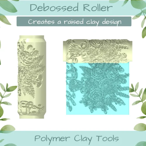 Flowers No. 28 Polymer Clay Texture Roller Duo - Image 2