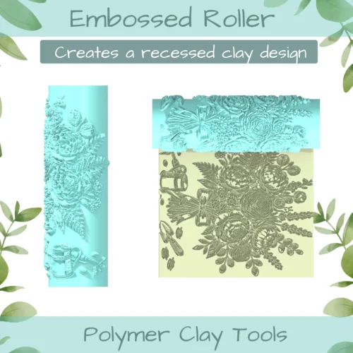 Flowers No. 28 Polymer Clay Texture Roller Duo - Image 3