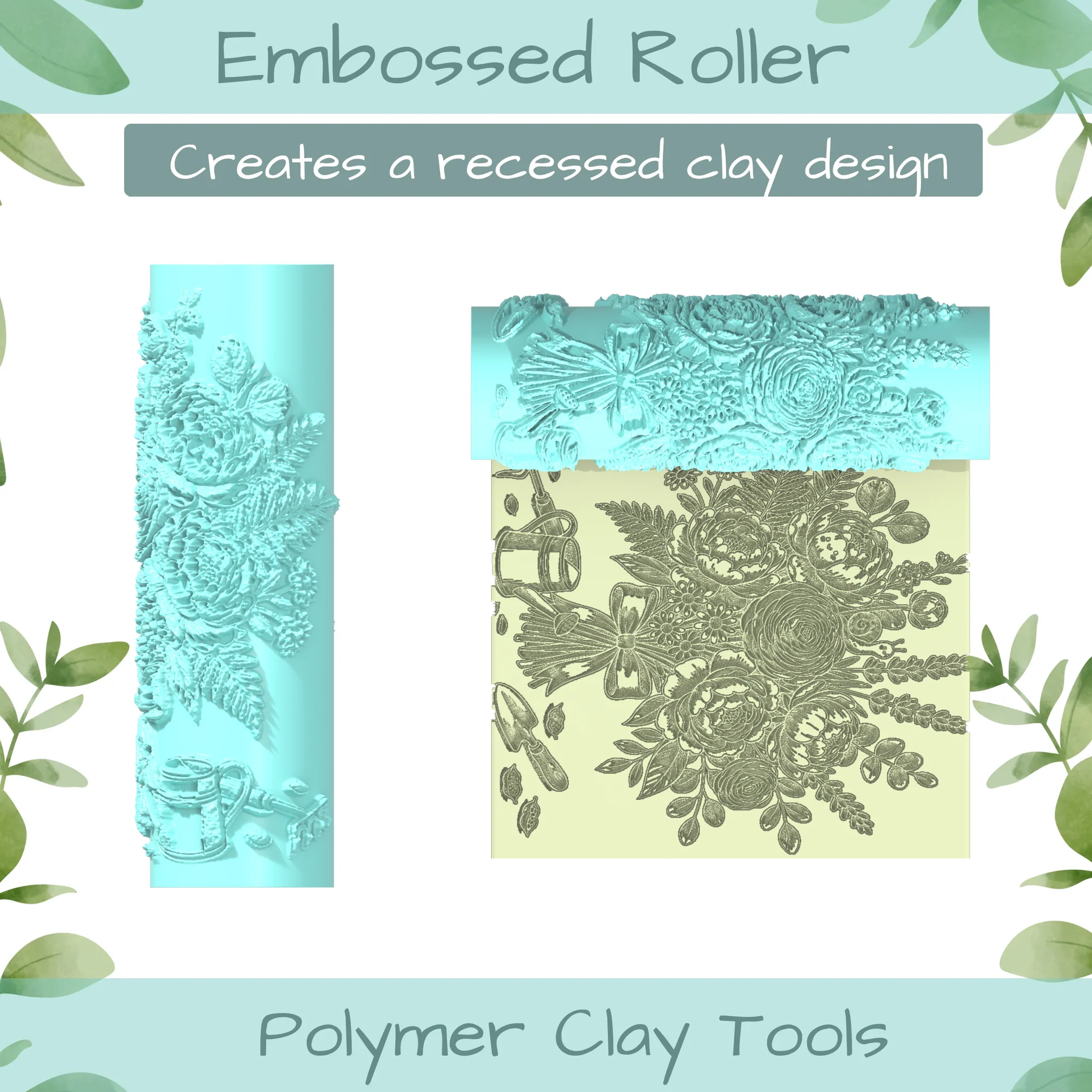 Flowers No. 28 Polymer Clay Texture Roller Duo