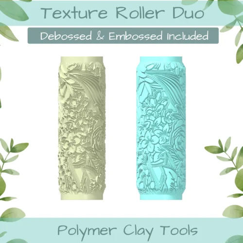 Flowers Mixed Polymer Clay Texture Roller Duo - Image 1