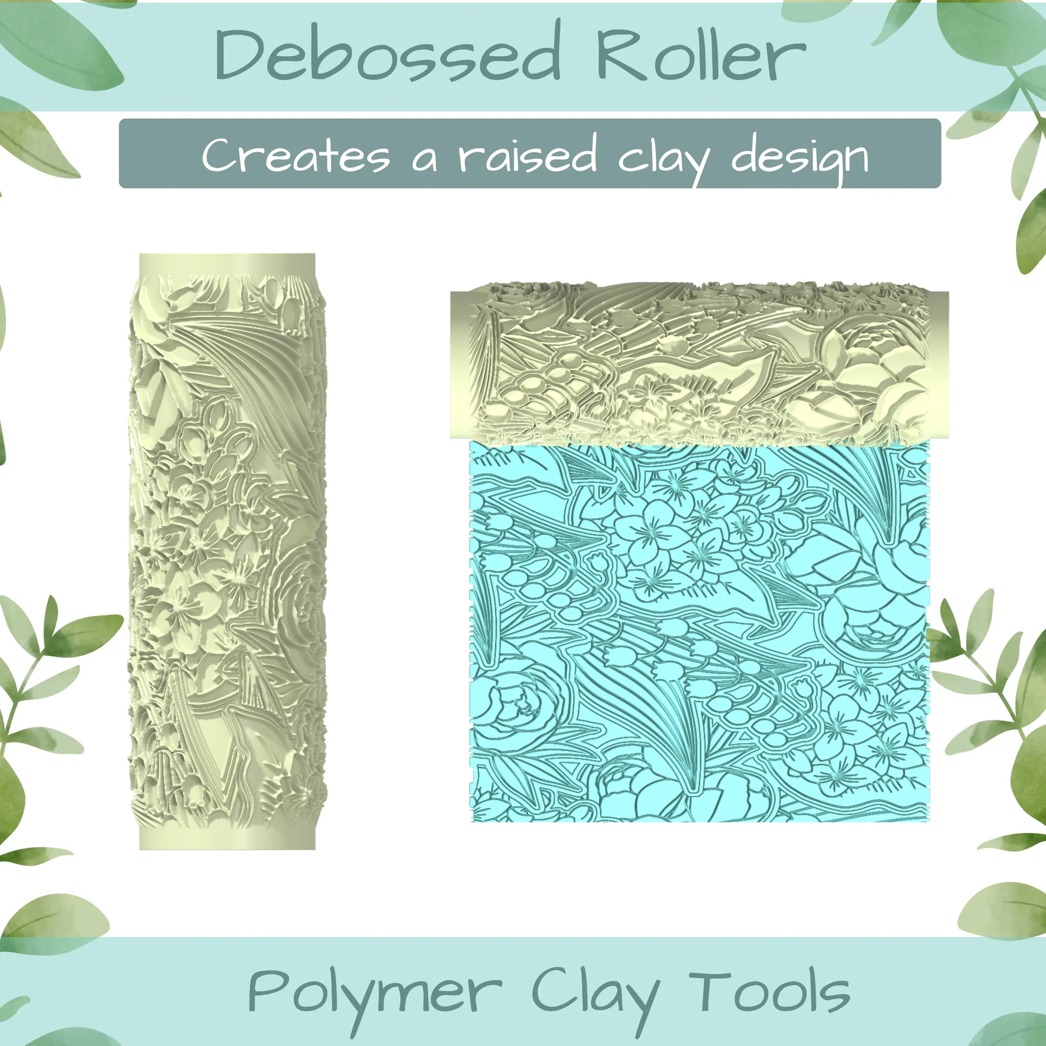Flowers Mixed Polymer Clay Texture Roller Duo