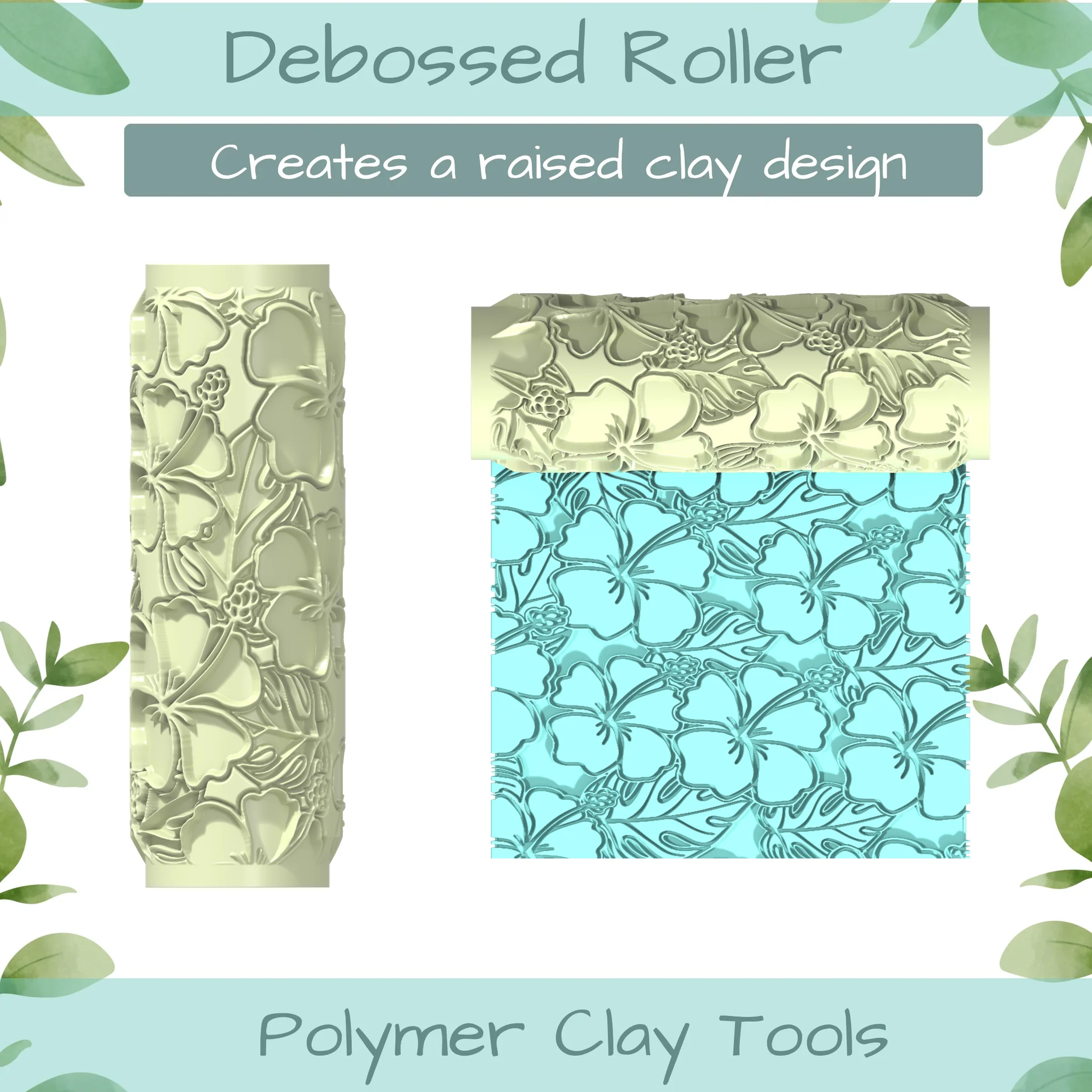 hibiscus Polymer Clay Texture Roller Duo