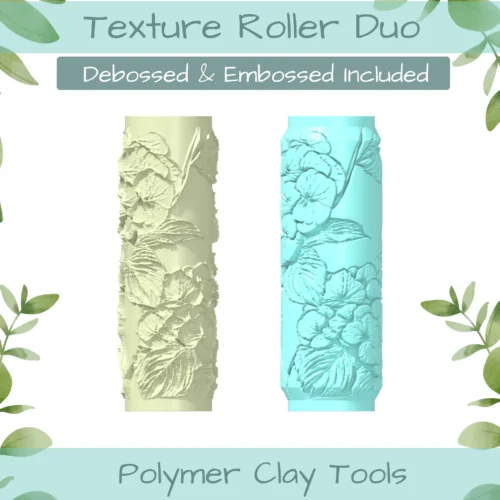 Hydrangea No. 1 Polymer Clay Texture Roller Duo - Image 1