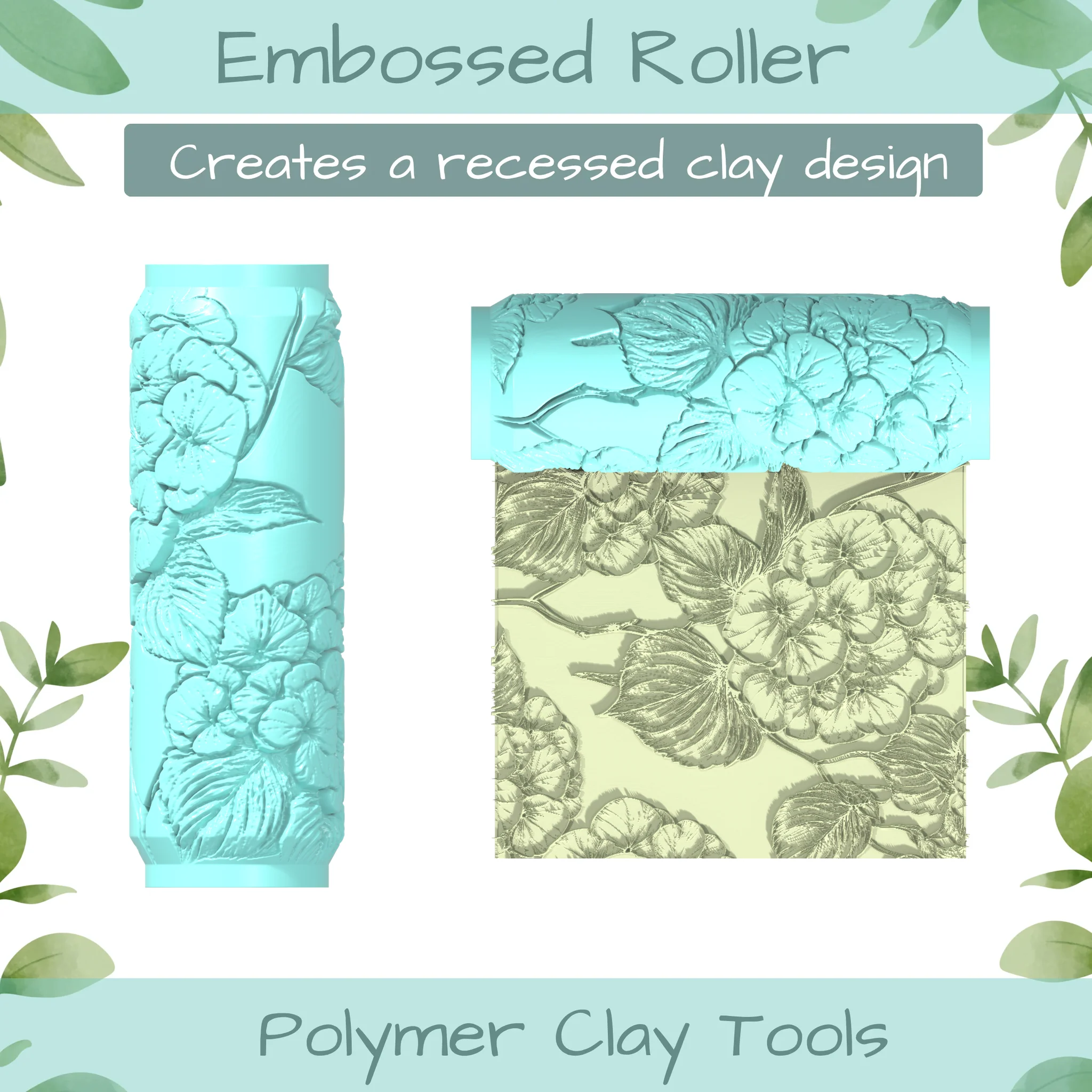 Hydrangea No. 1 Polymer Clay Texture Roller Duo