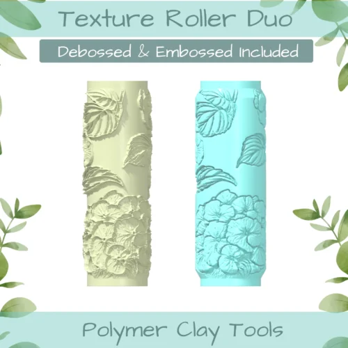 Hydrangea No. 2 Polymer Clay Texture Roller Duo - Image 1