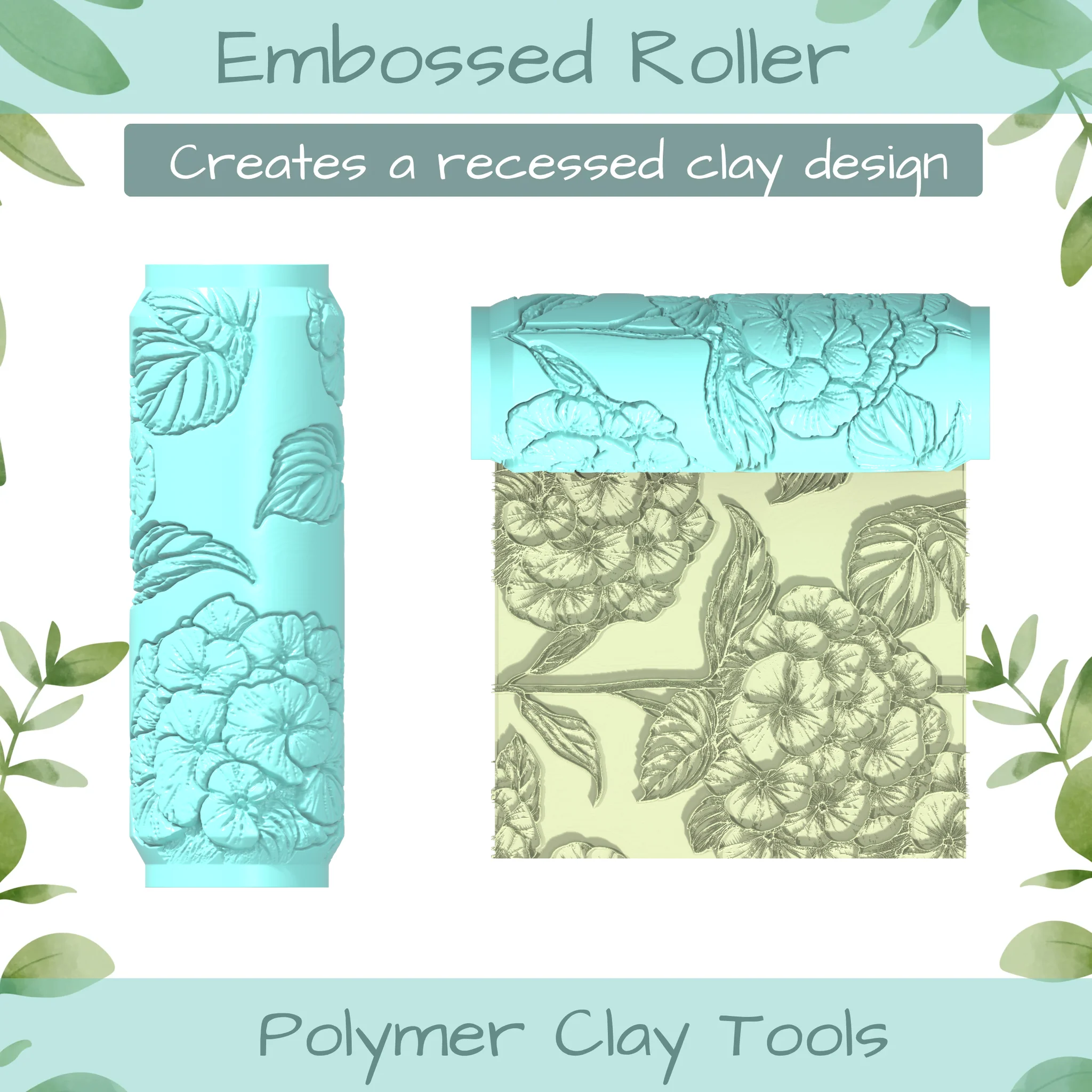 Hydrangea No. 2 Polymer Clay Texture Roller Duo