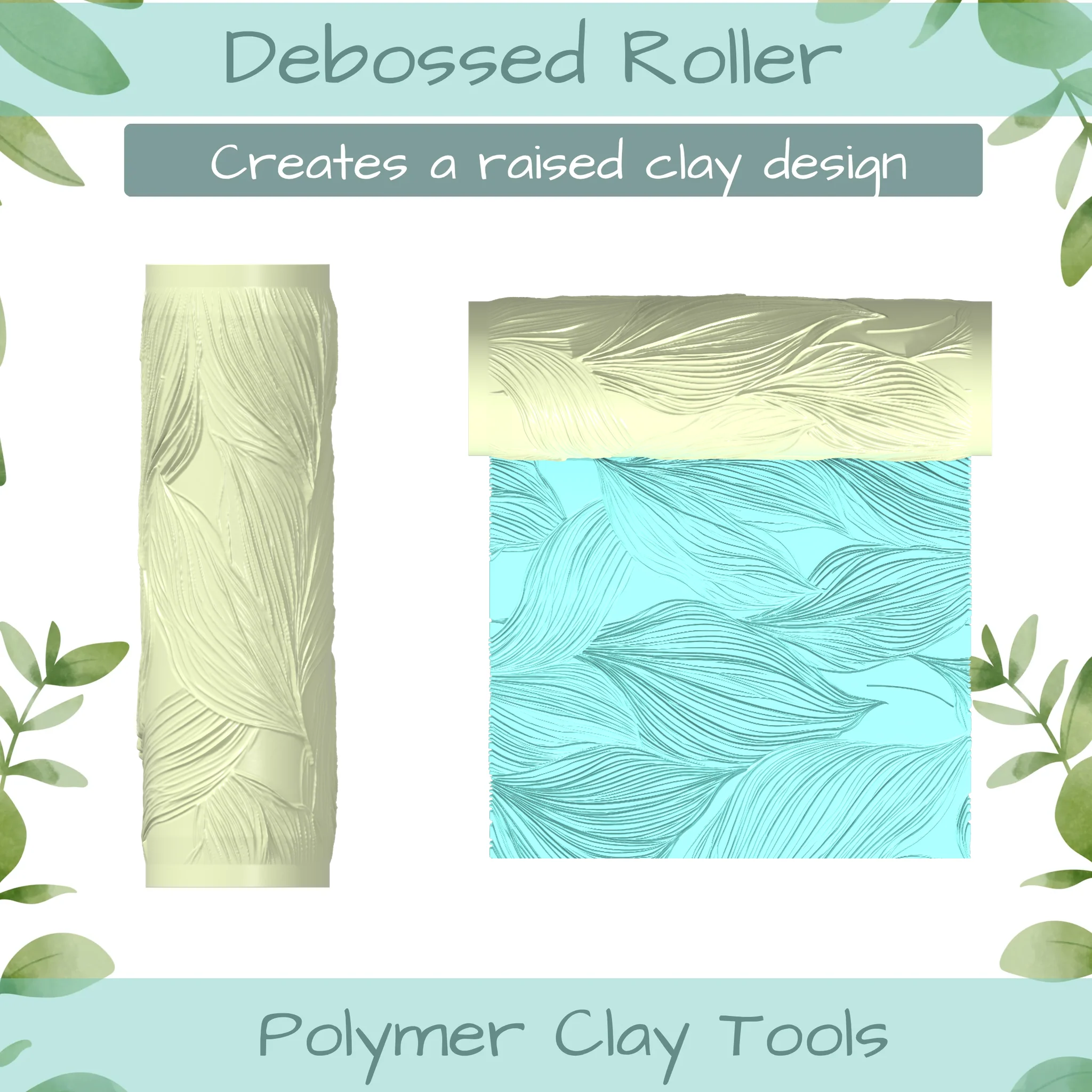 leaf lines Polymer Clay Texture Roller Duo