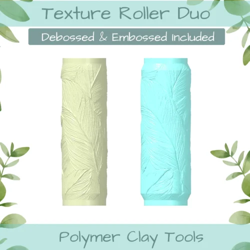 leaf lnes No. 2 Polymer Clay Texture Roller Duo - Image 1