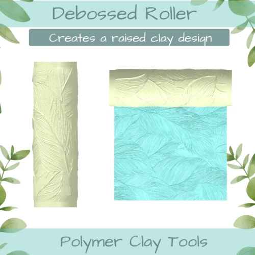 leaf lnes No. 2 Polymer Clay Texture Roller Duo - Image 2