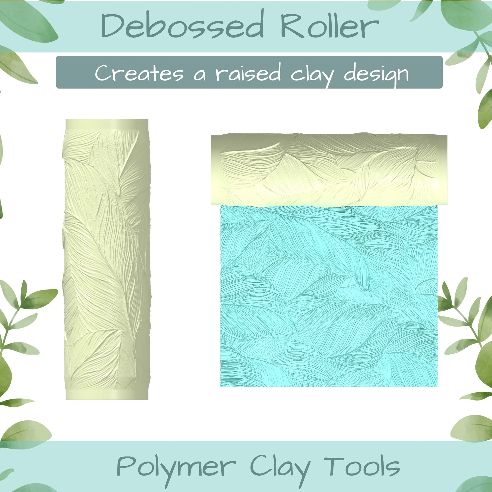 leaf lnes No. 2 Polymer Clay Texture Roller Duo
