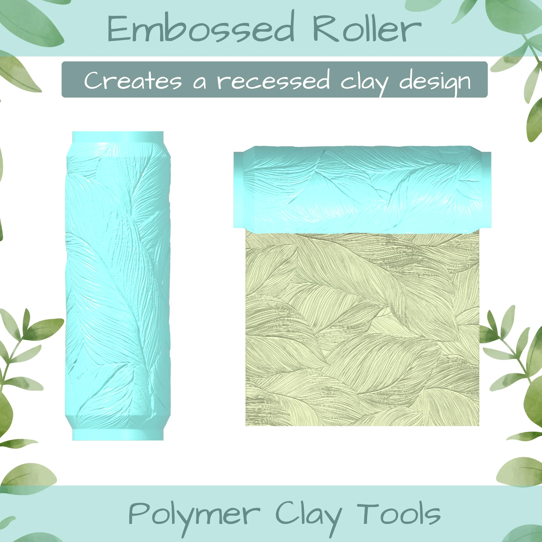 leaf lnes No. 2 Polymer Clay Texture Roller Duo