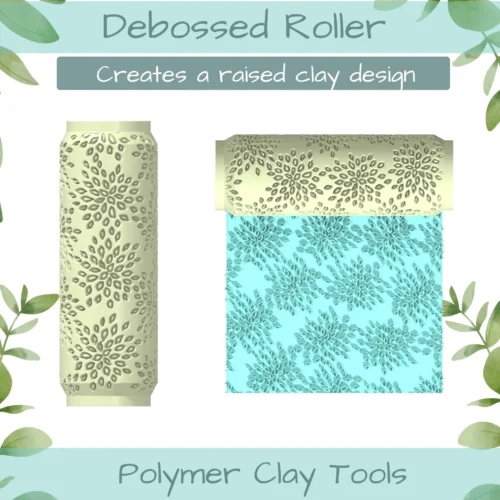 Leaf Bursts Polymer Clay Texture Roller Duo - Image 2