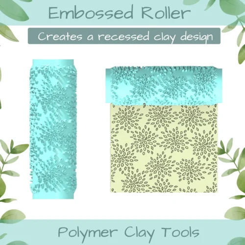 Leaf Bursts Polymer Clay Texture Roller Duo - Image 3