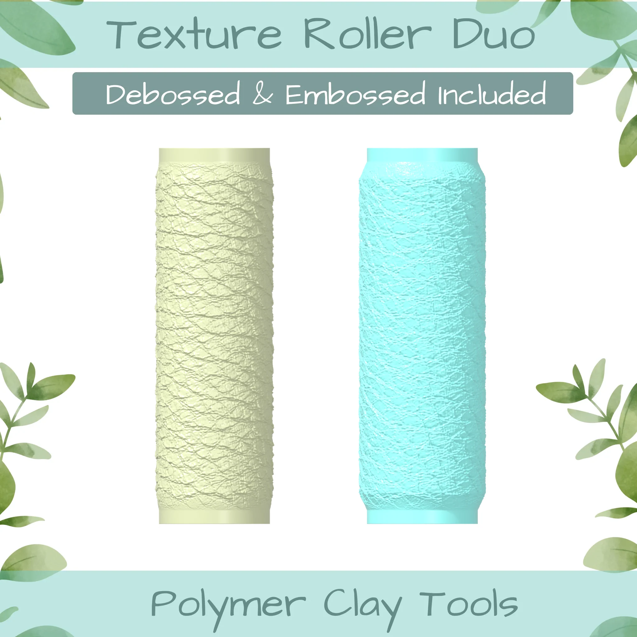 Leather No. 0 Polymer Clay Texture Roller Duo