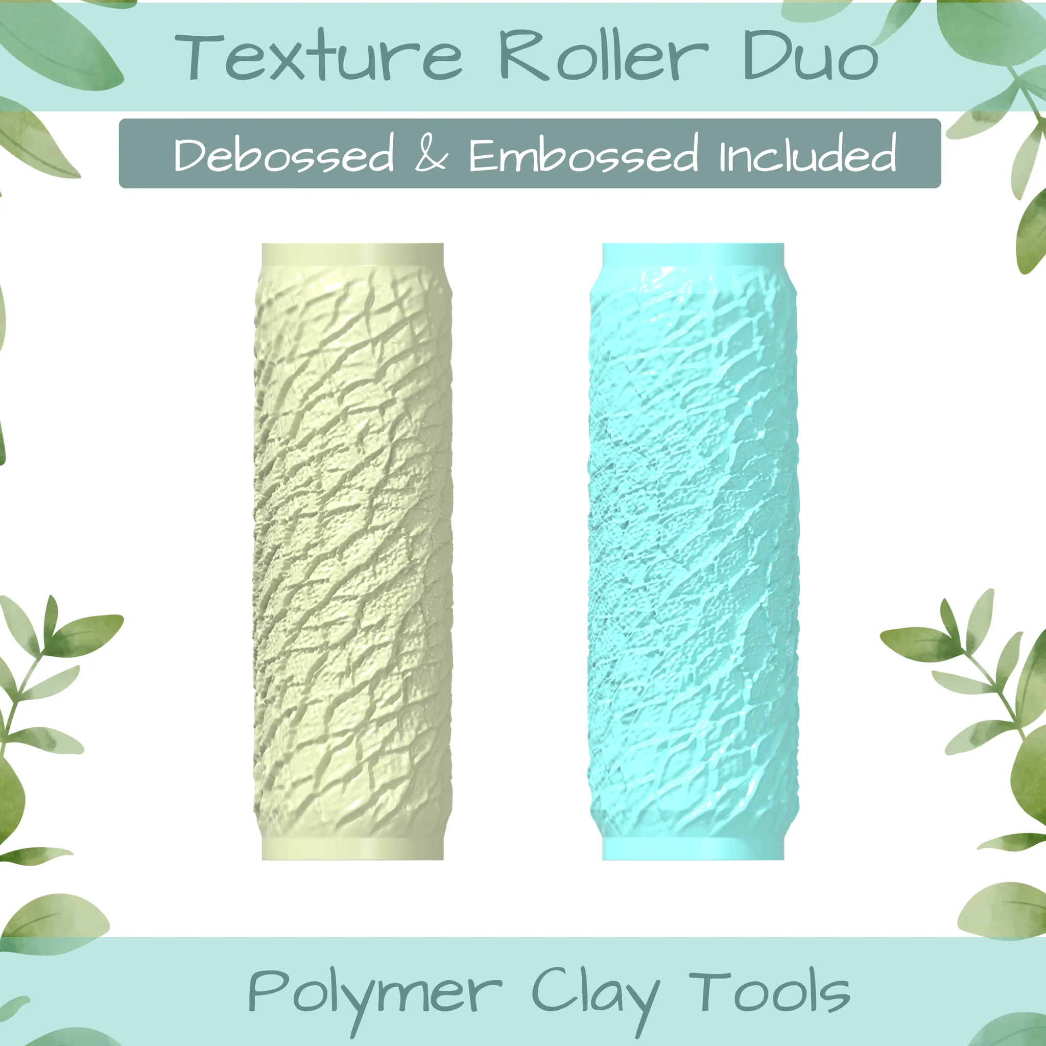 Leather No. 6 Polymer Clay Texture Roller Duo