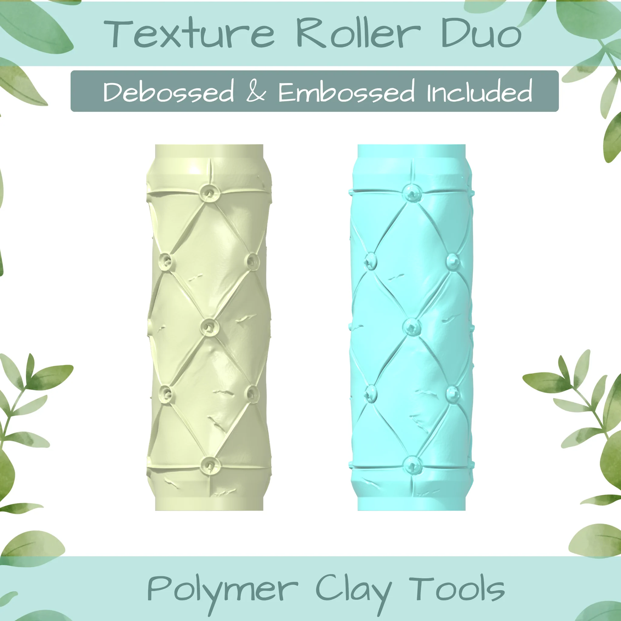 Leather Tufted Polymer Clay Texture Roller Duo