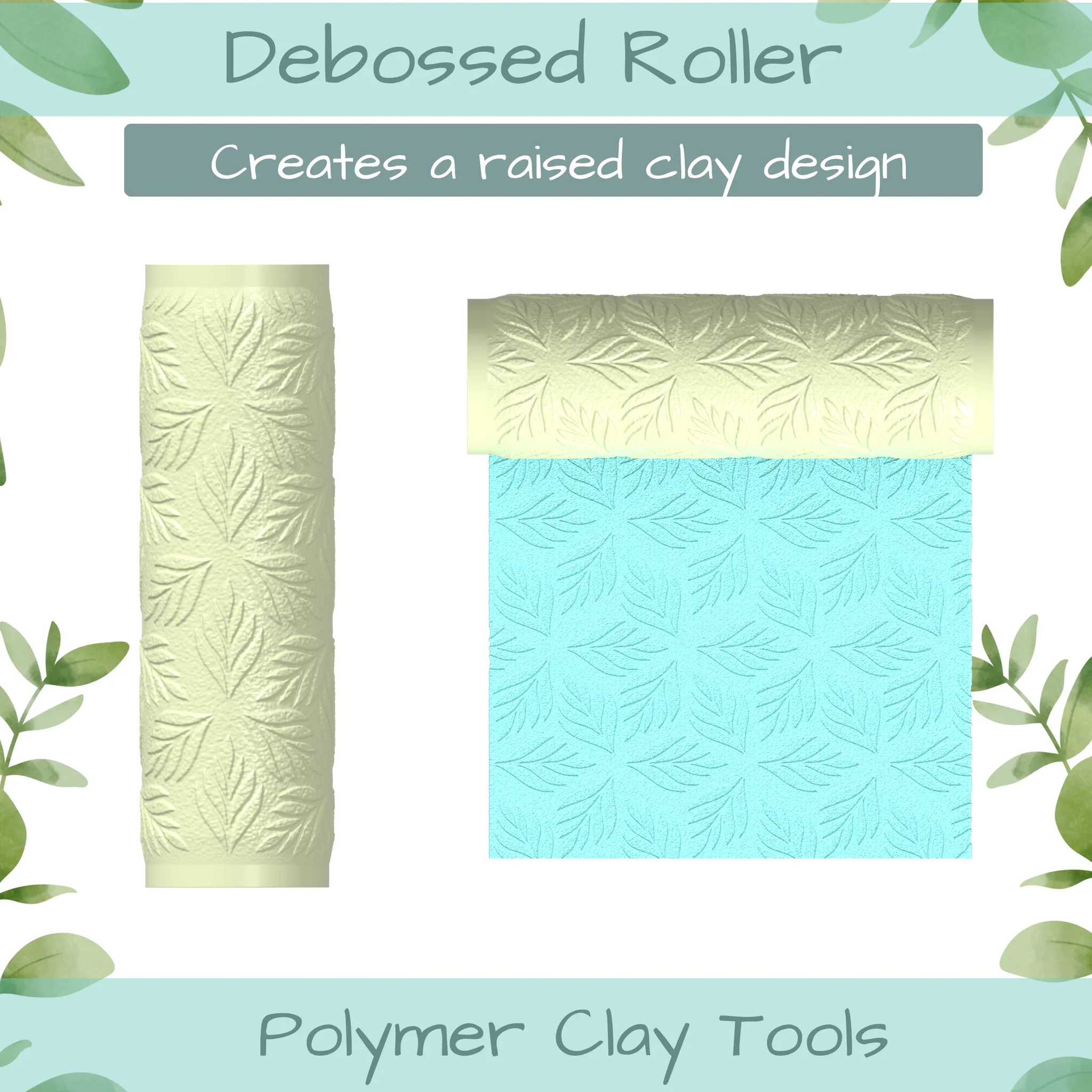 leaves No. 4 Polymer Clay Texture Roller Duo