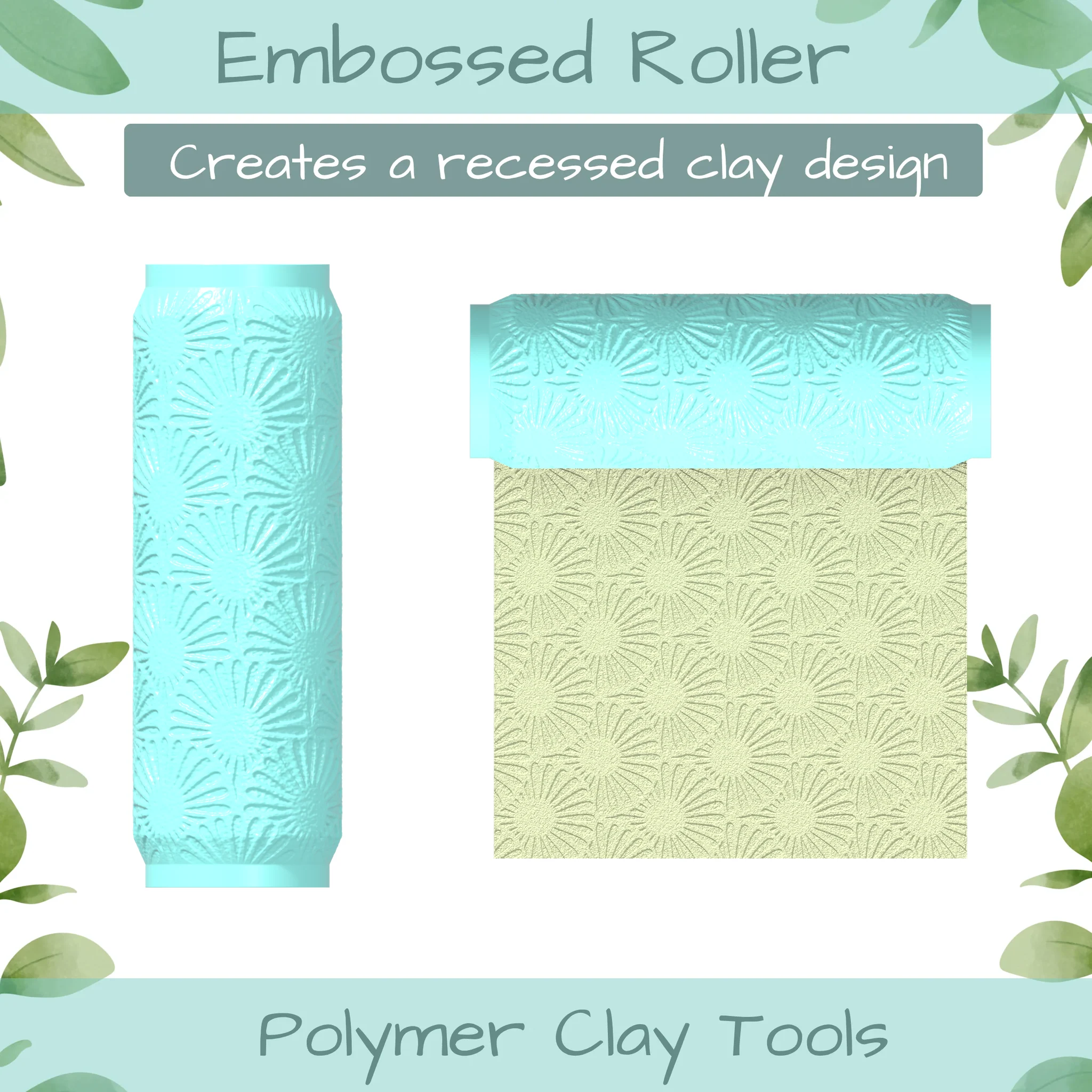 leaves No. 5 Polymer Clay Texture Roller Duo