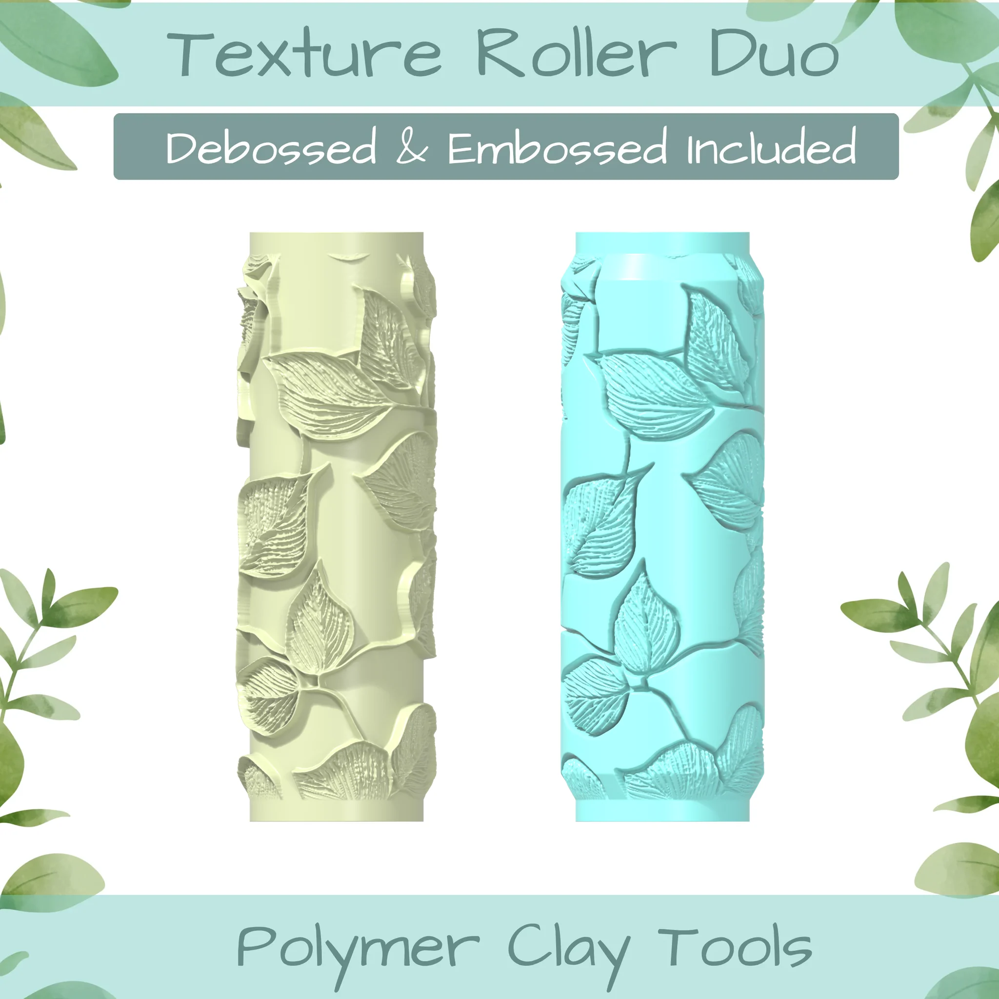 leaves No. 6 Polymer Clay Texture Roller Duo