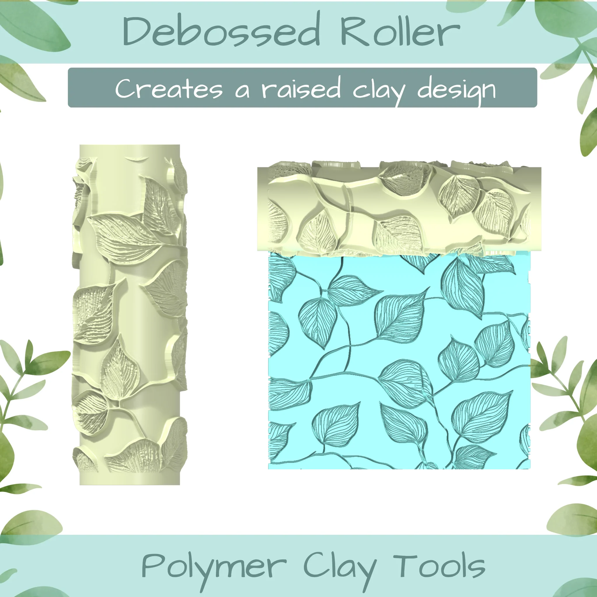 leaves No. 6 Polymer Clay Texture Roller Duo