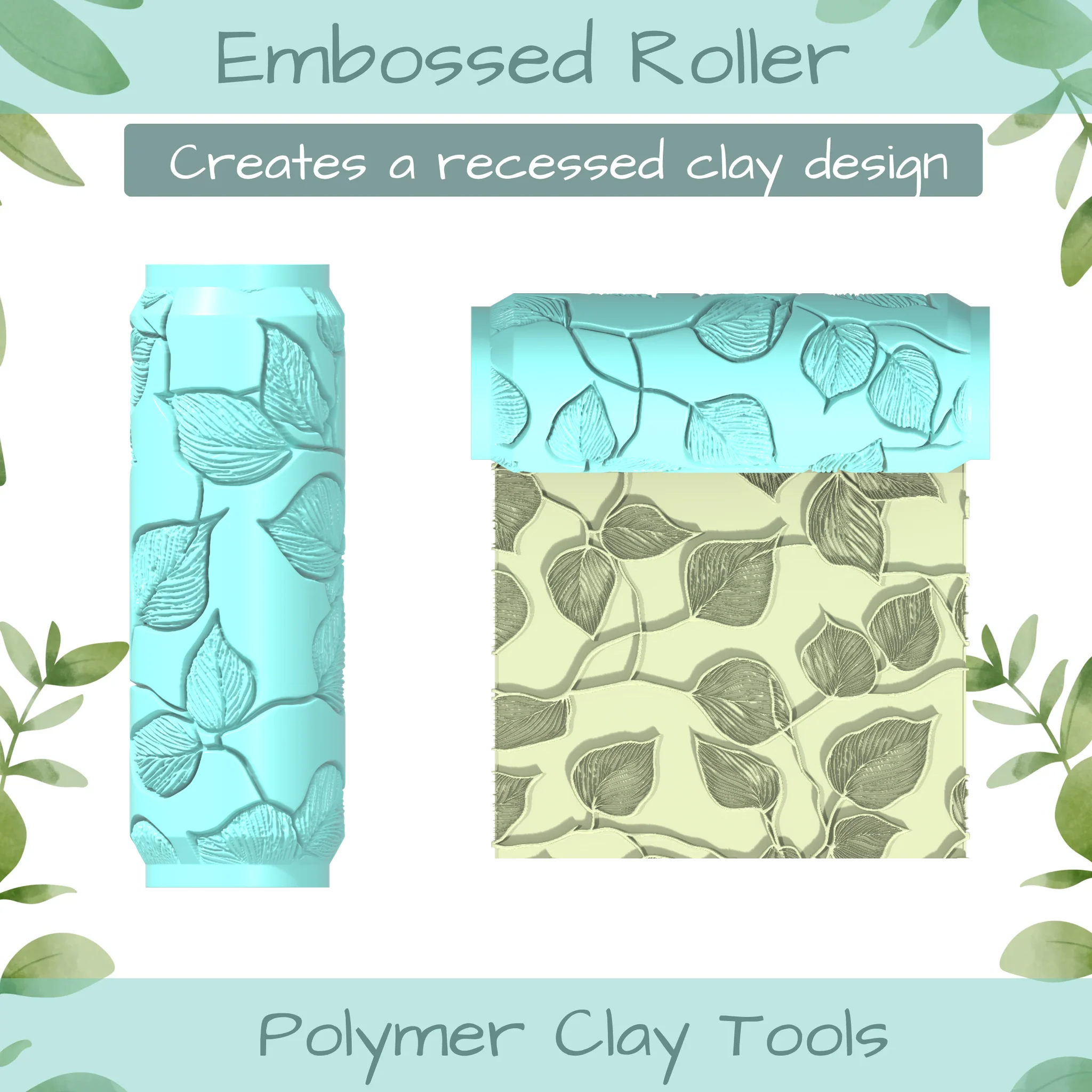 leaves No. 6 Polymer Clay Texture Roller Duo