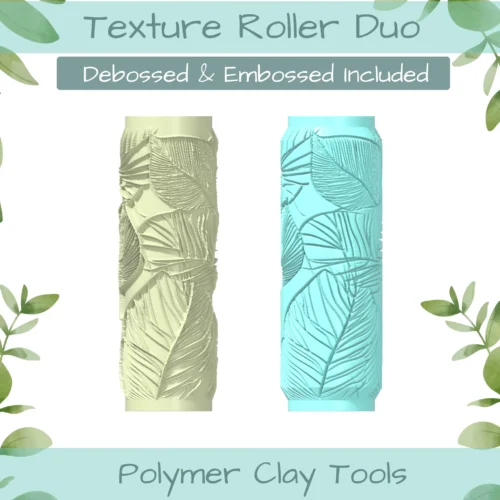 leaves No. 9 Polymer Clay Texture Roller Duo - Image 1