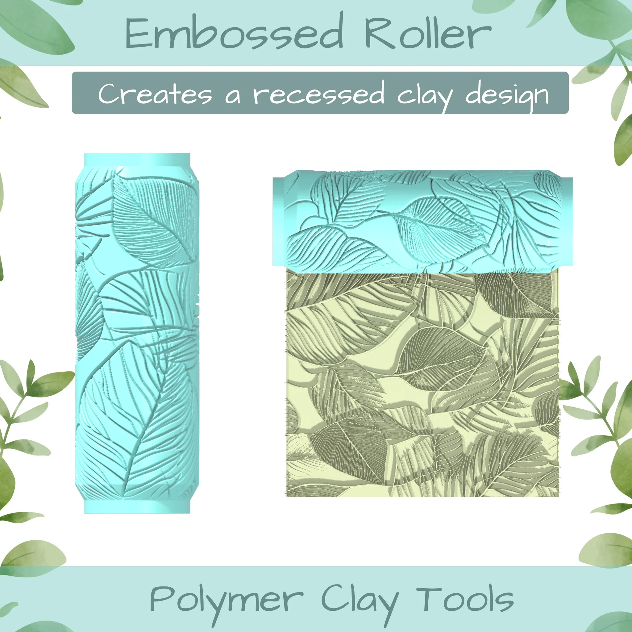 leaves No. 9 Polymer Clay Texture Roller Duo