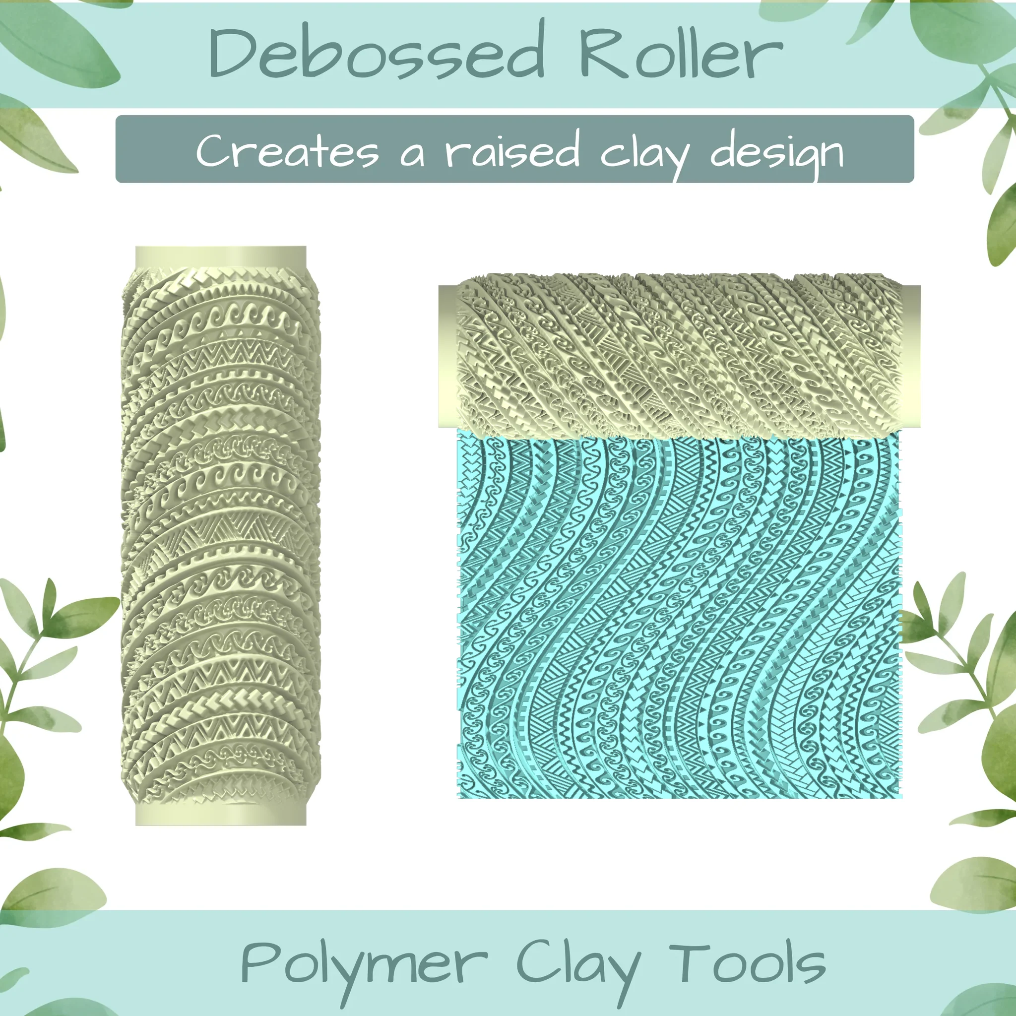 Maori Swirled Polymer Clay Texture Roller Duo