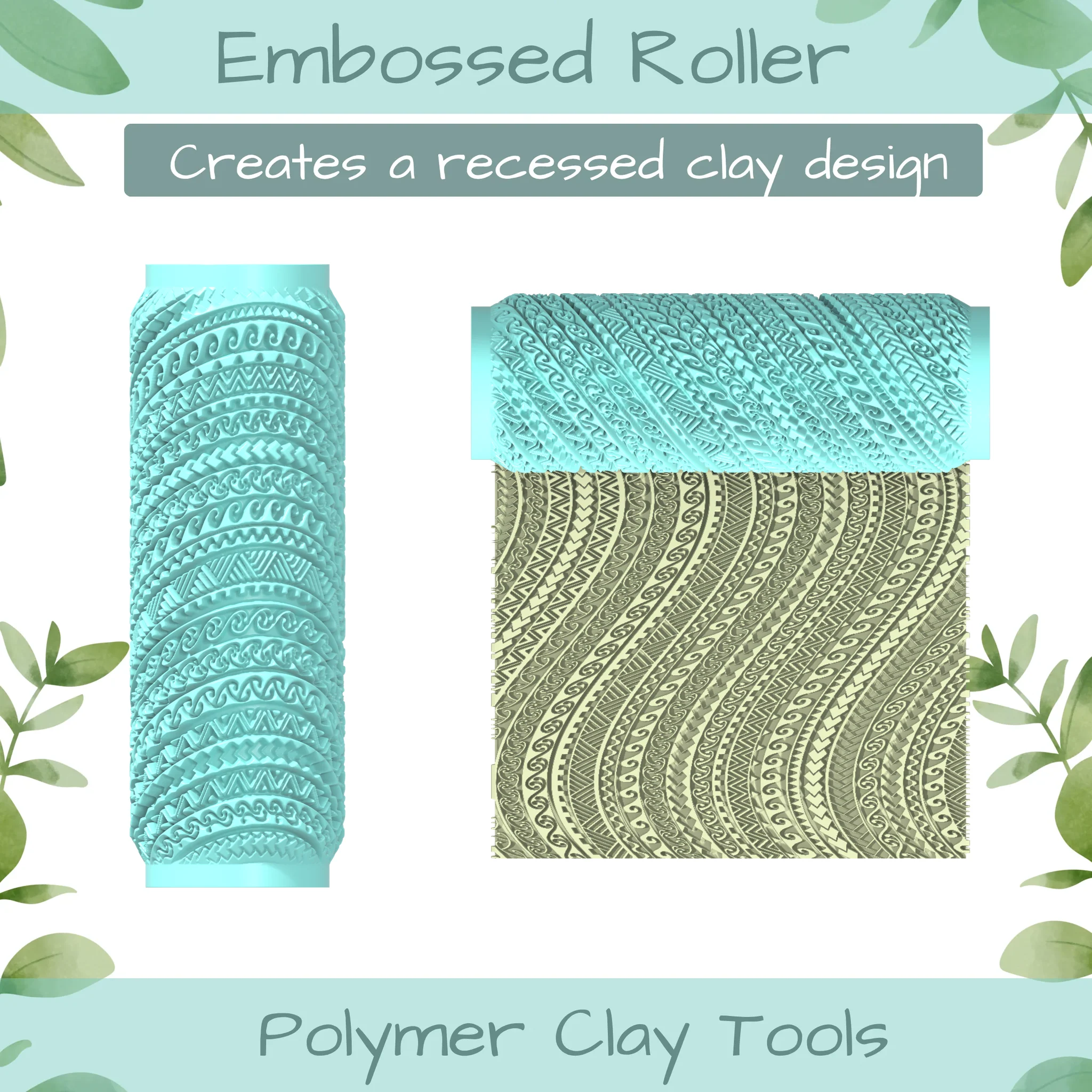 Maori Swirled Polymer Clay Texture Roller Duo