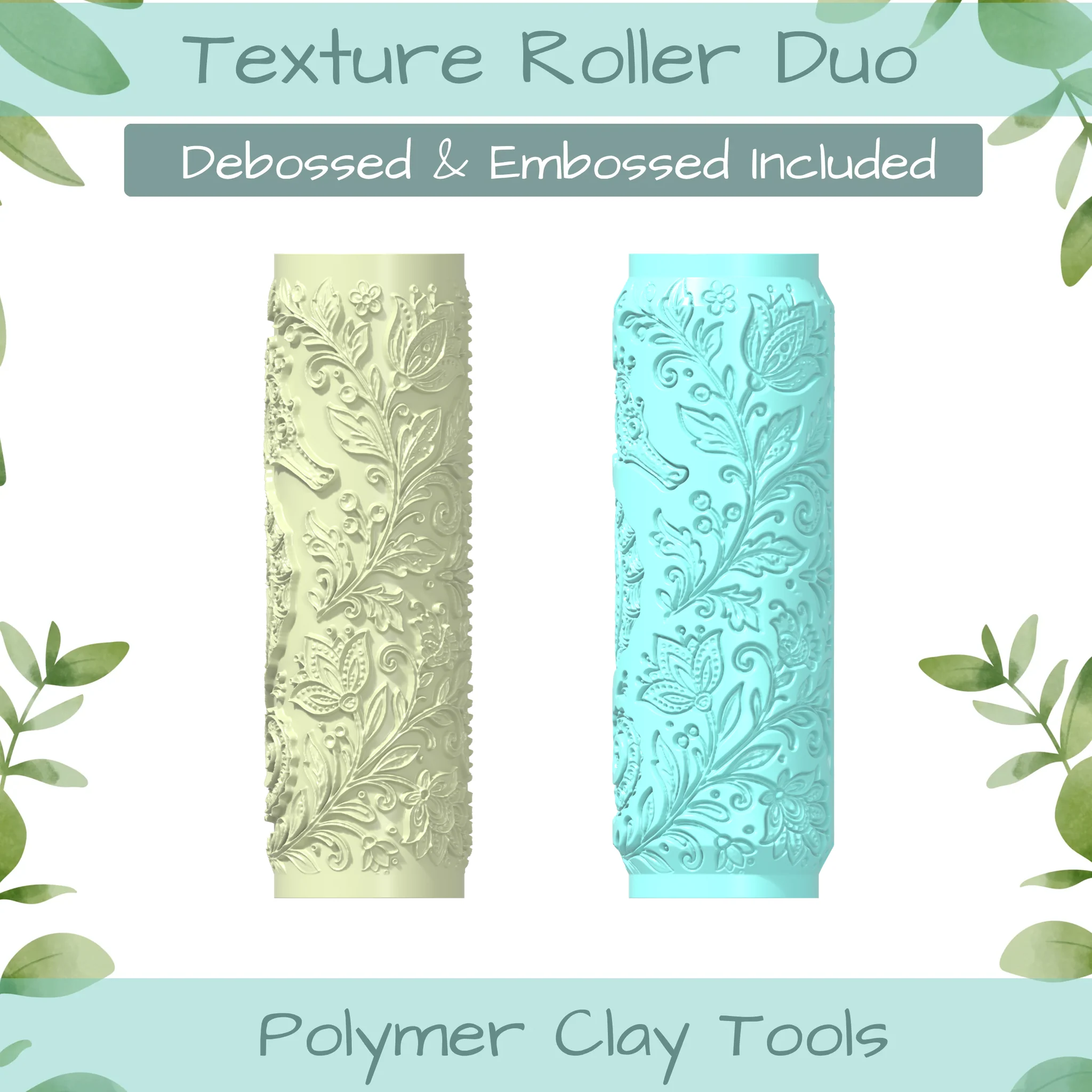 ocean No. 1 Polymer Clay Texture Roller Duo