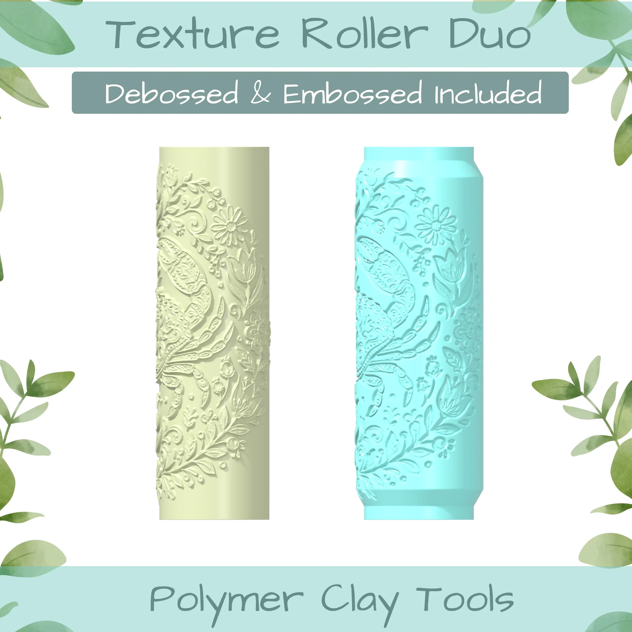 ocean No. 2 Polymer Clay Texture Roller Duo
