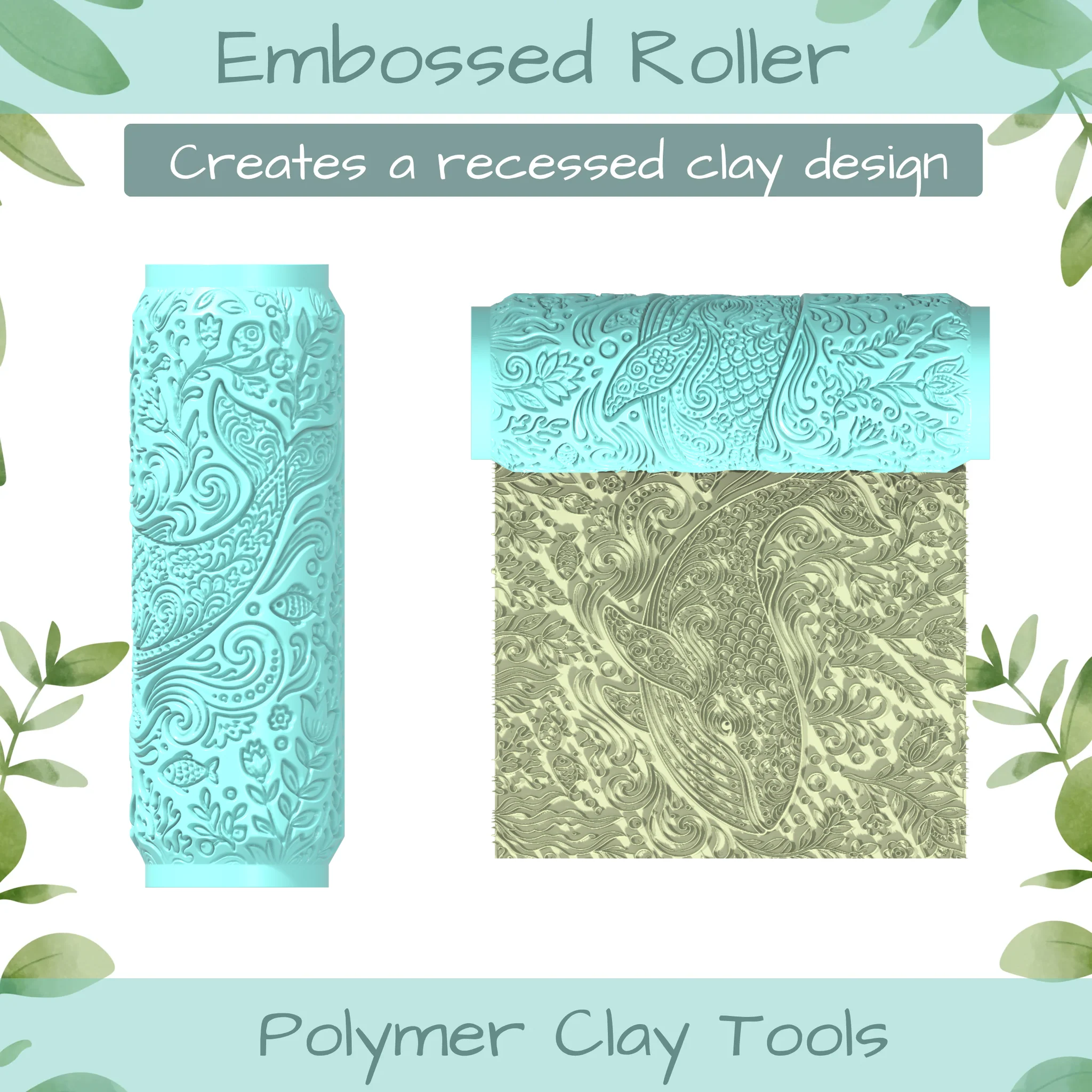 ocean No. 3 Polymer Clay Texture Roller Duo