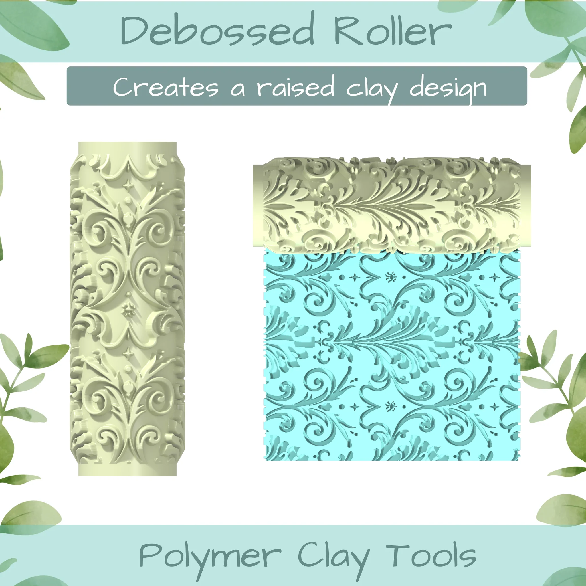 ornate Polymer Clay Texture Roller Duo