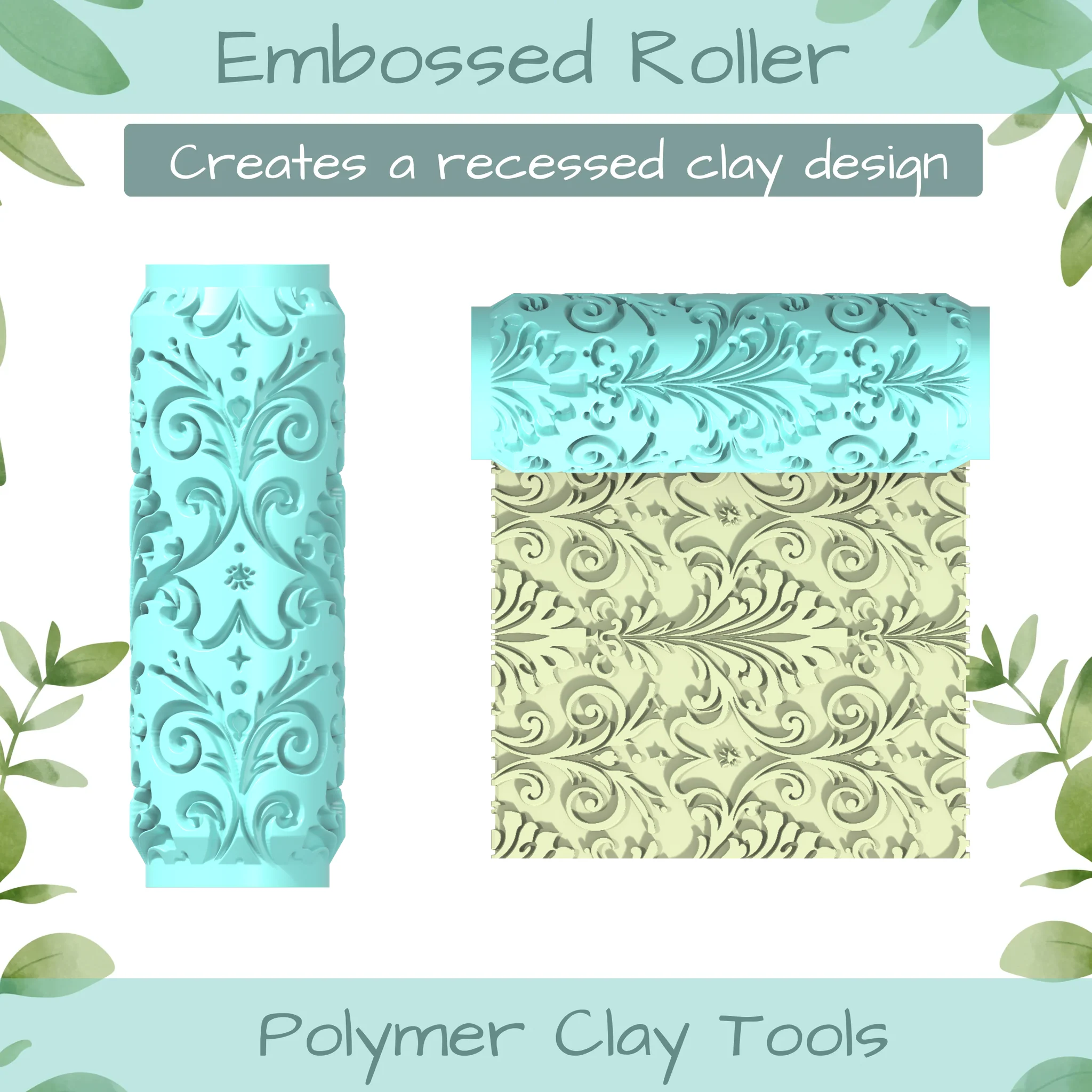ornate Polymer Clay Texture Roller Duo