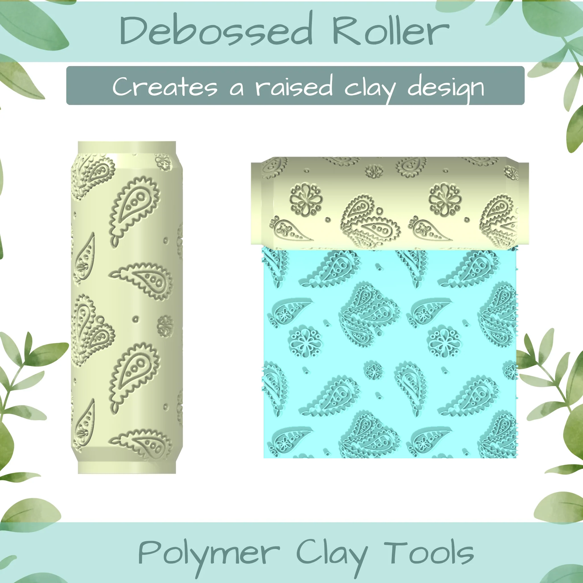 Paisley No. 2 Polymer Clay Texture Roller Duo