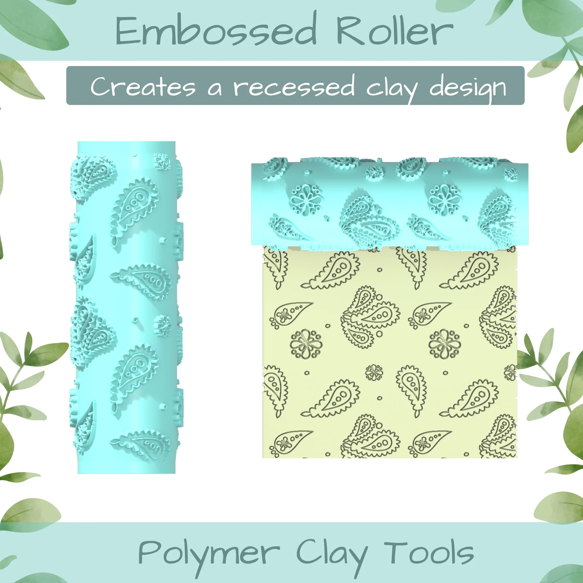 Paisley No. 2 Polymer Clay Texture Roller Duo