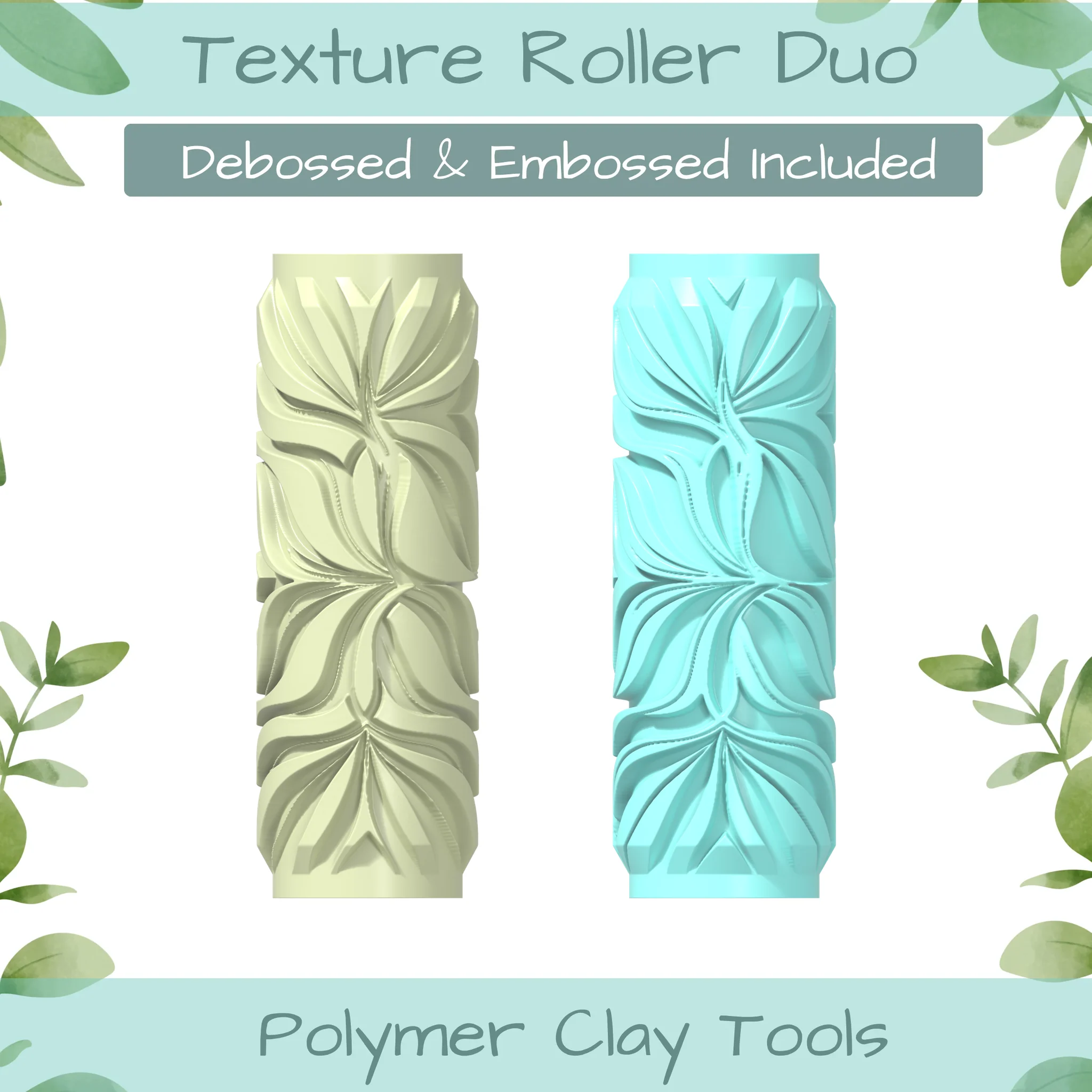 Pat Abstract Polymer Clay Texture Roller Duo