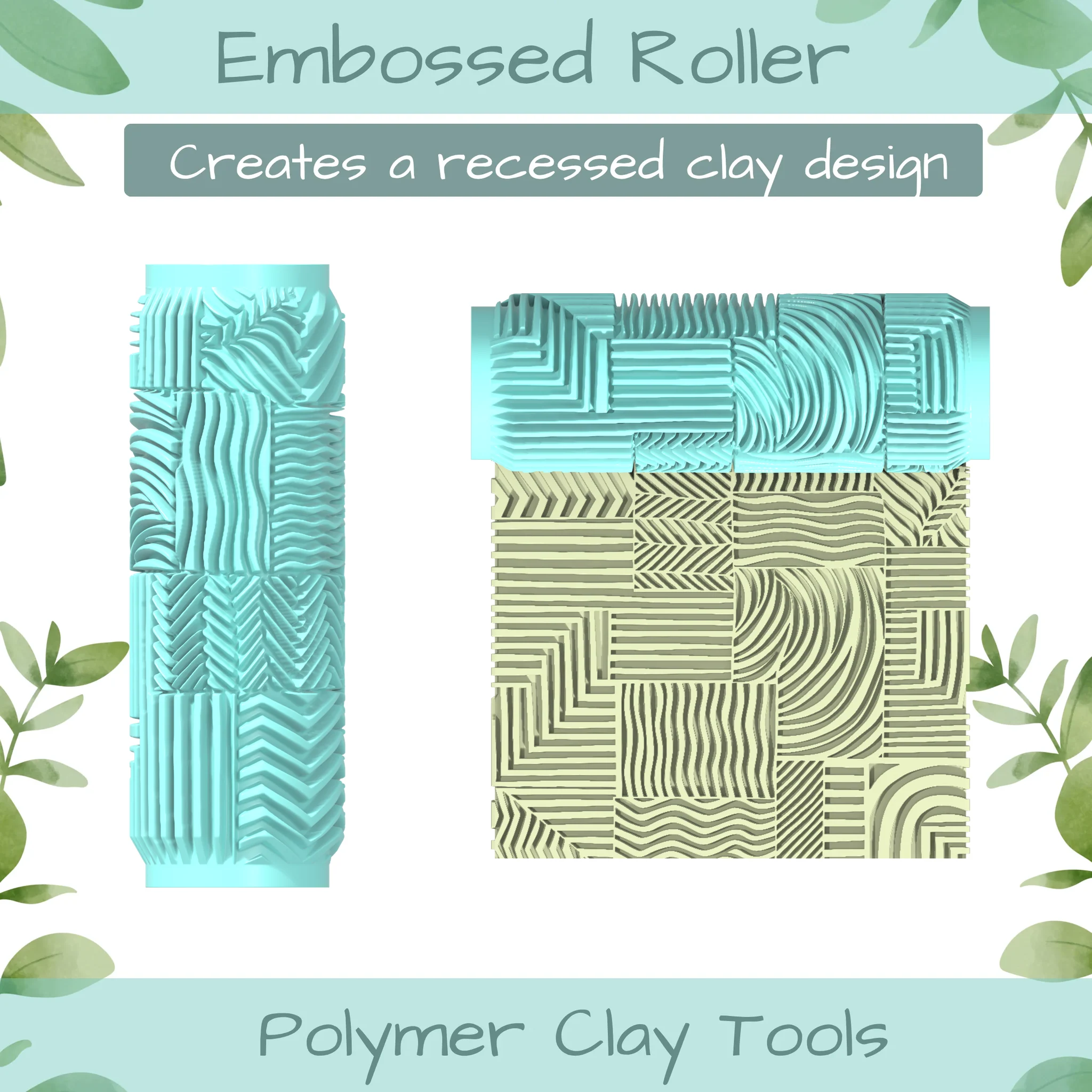 Pat Abstract No. 6 Polymer Clay Texture Roller Duo
