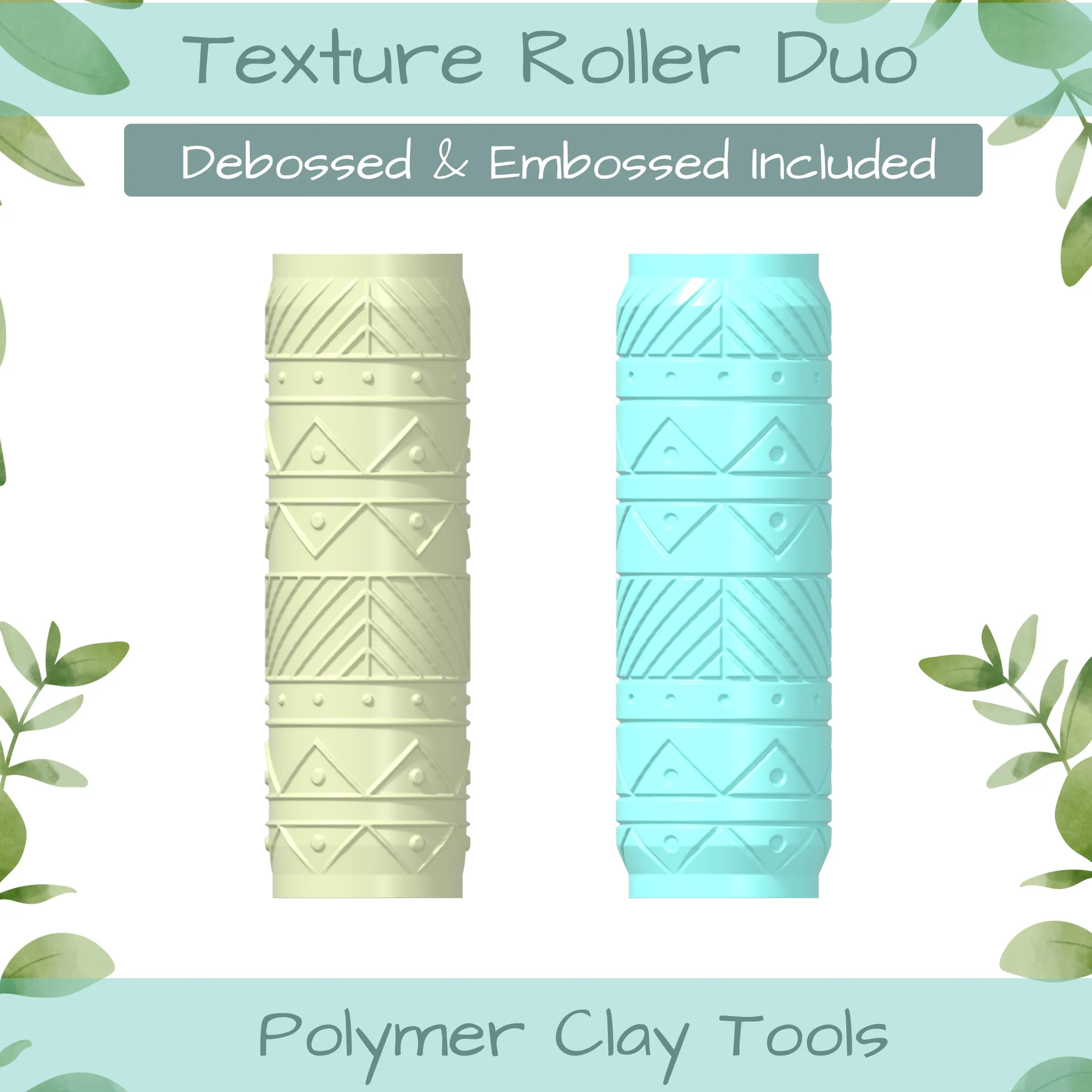 Pat Geo No. 1 Polymer Clay Texture Roller Duo