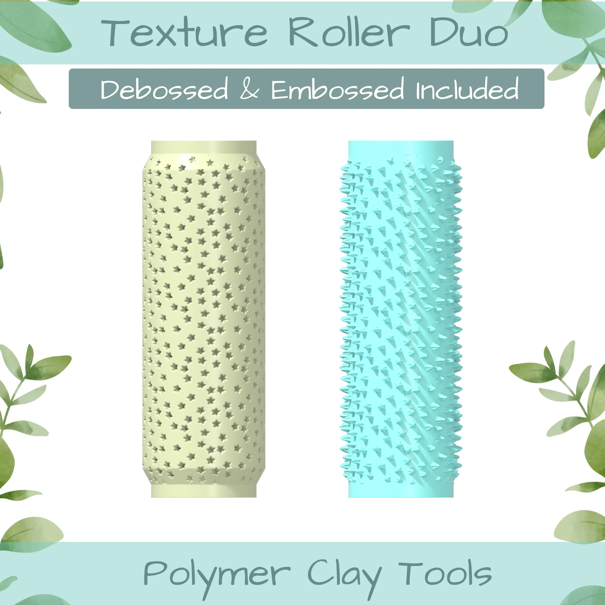 Pat Geo No. 10 Polymer Clay Texture Roller Duo
